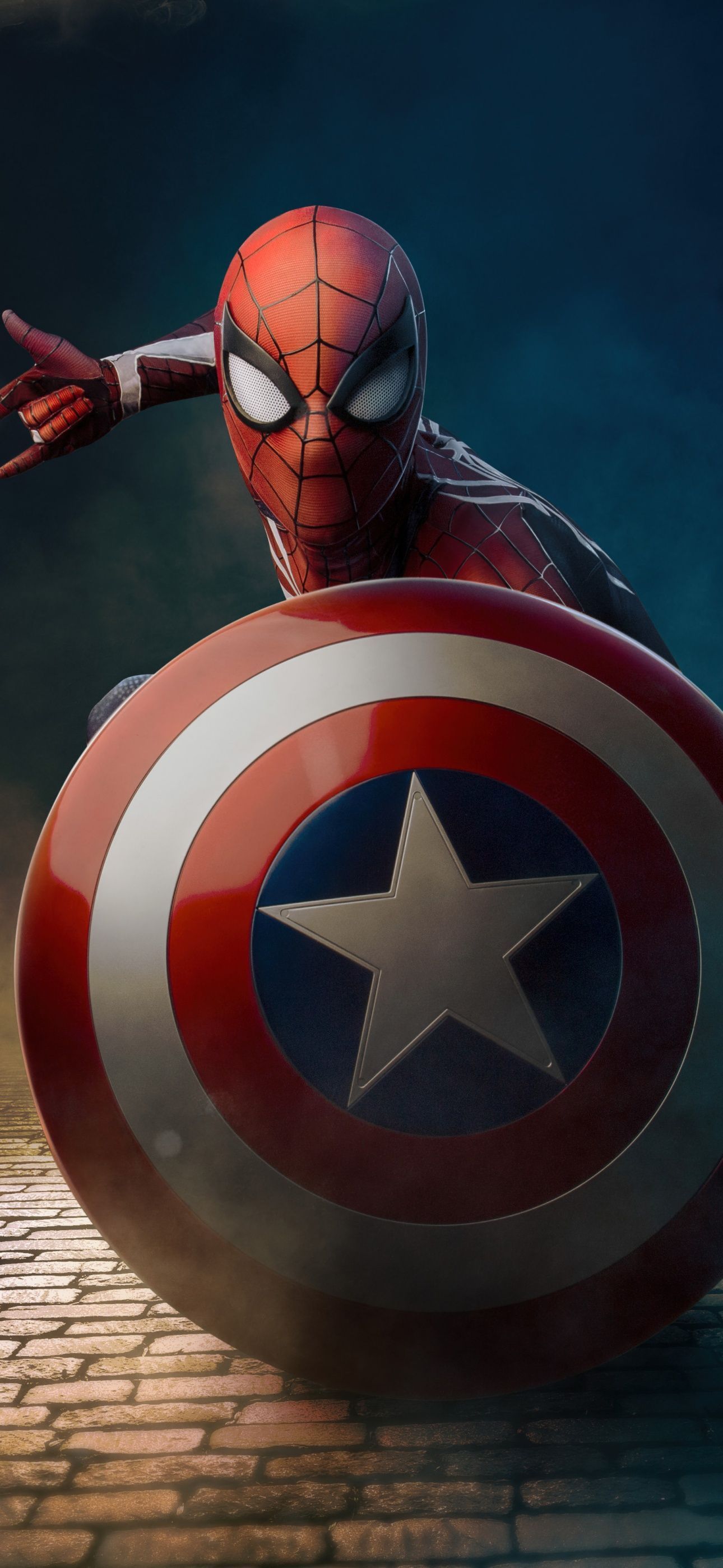 Spider Man Wallpaper 4K, Captain America's Shield