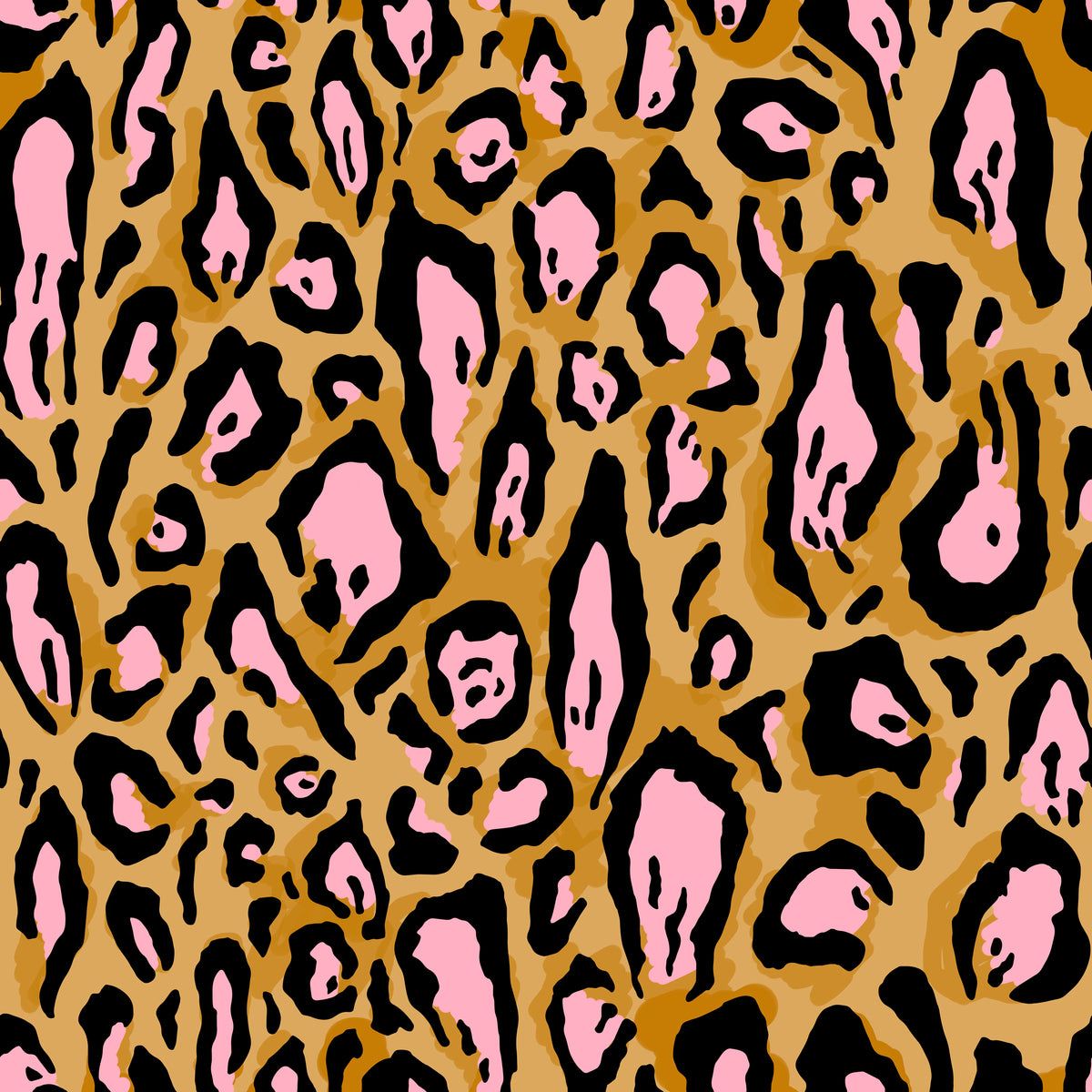 A leopard print wallpaper with pink, black and brown colors. - Leopard