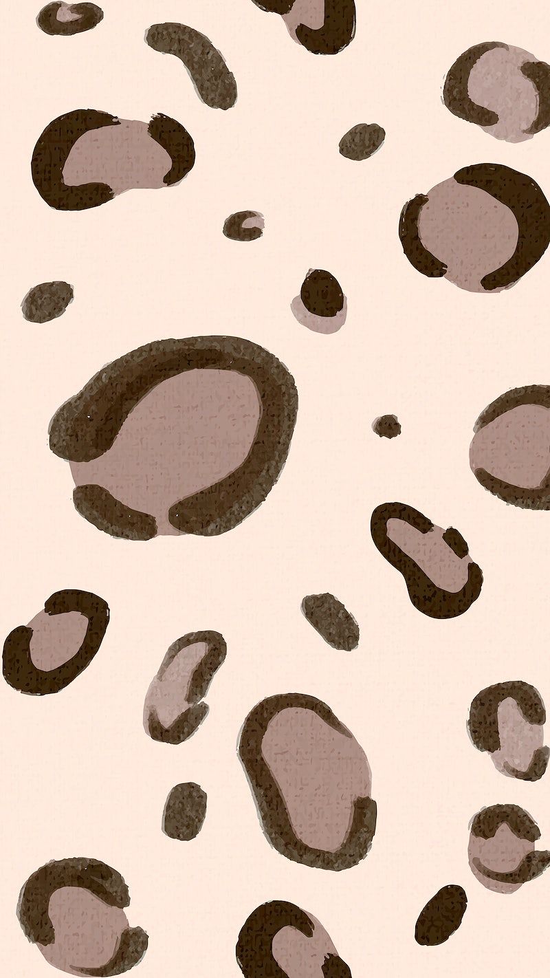 An abstract pattern of irregular brown shapes on a pale pink background - Leopard