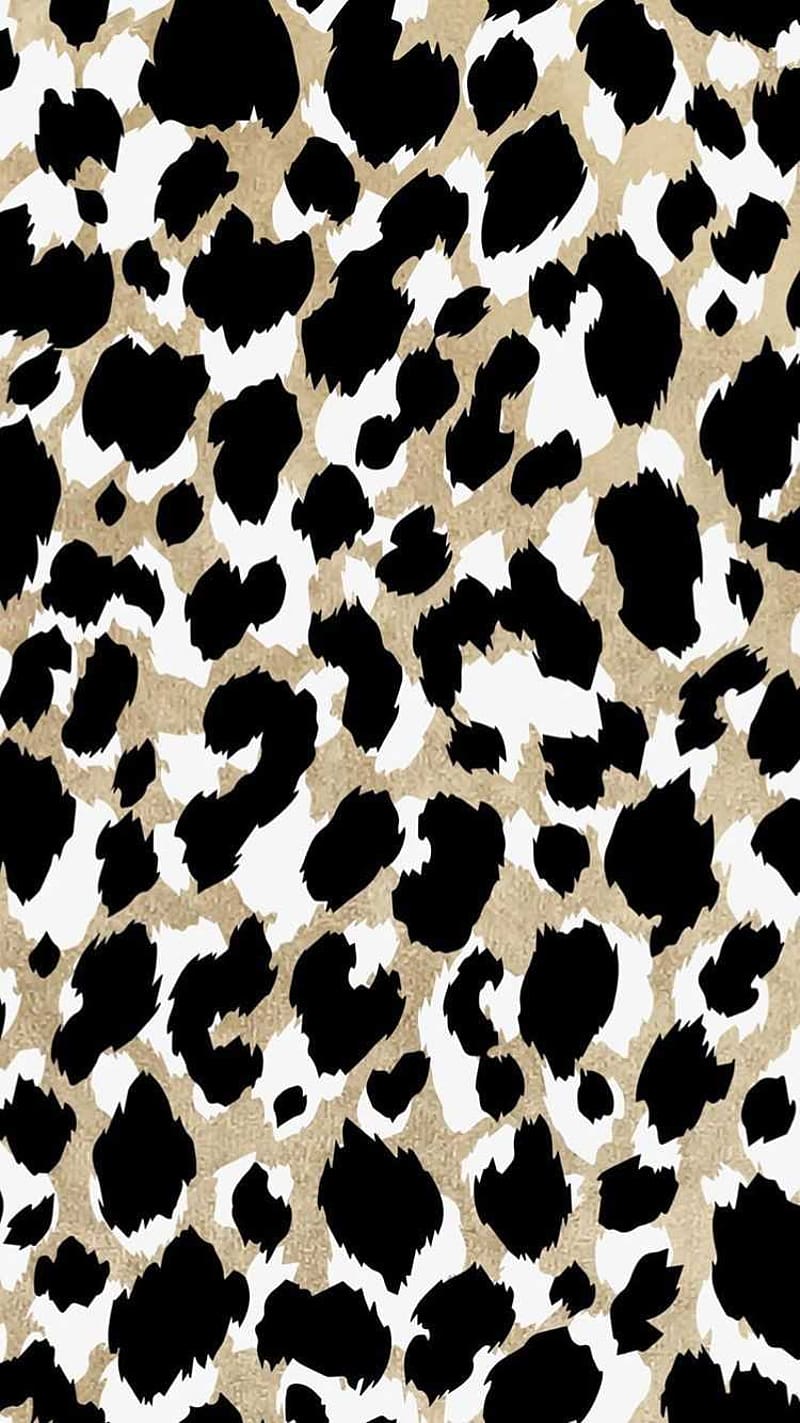 Leopard print wallpaper in black and white - Leopard