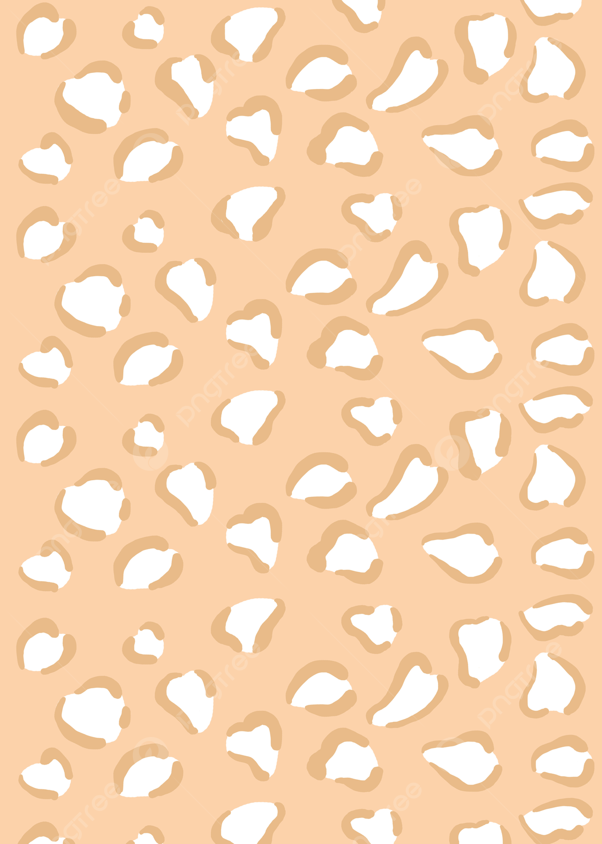 A leopard print pattern in white and brown on a peach background - Leopard