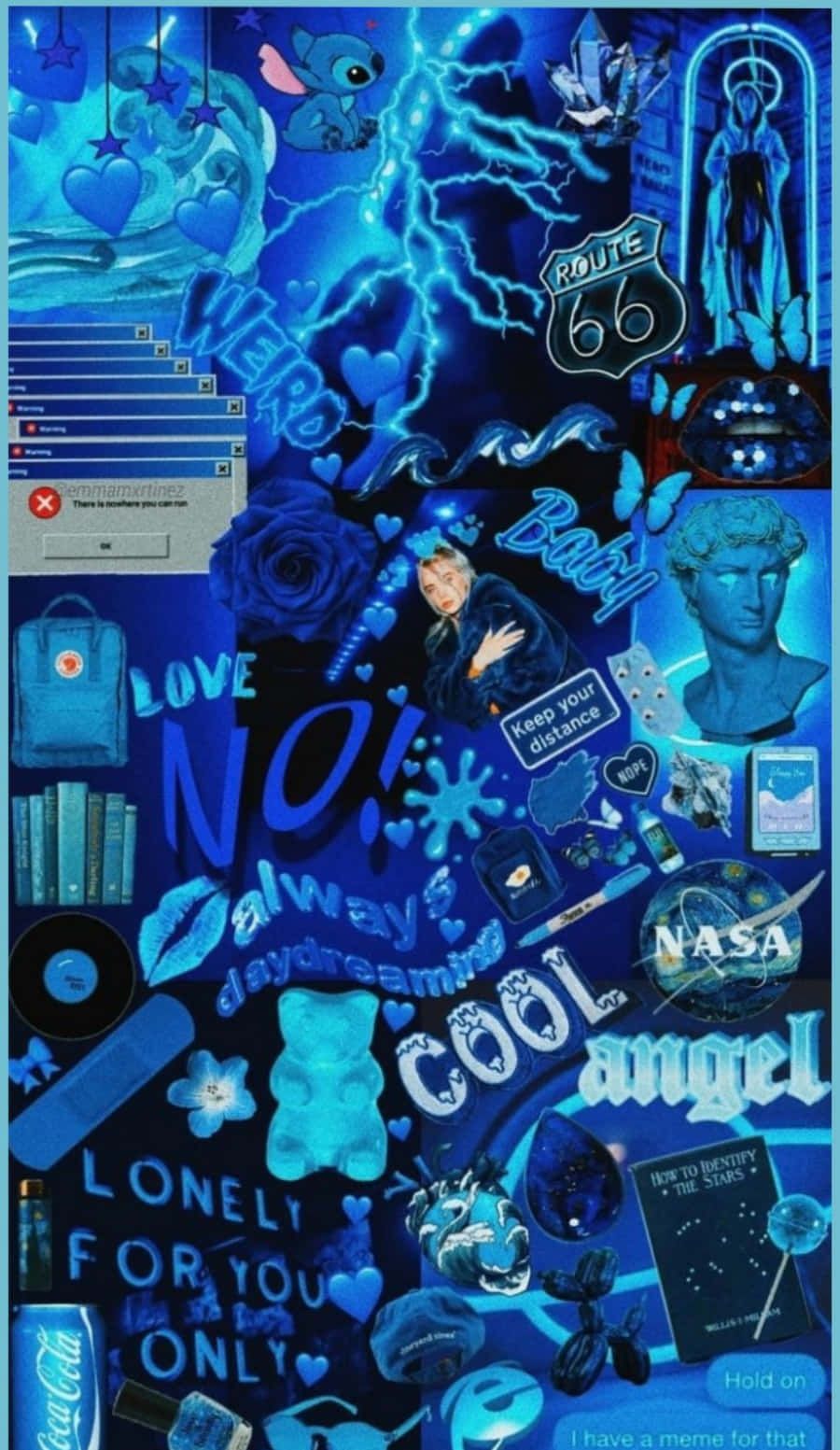 Download Popular Culture Aesthetic Blue Collage Design Wallpaper