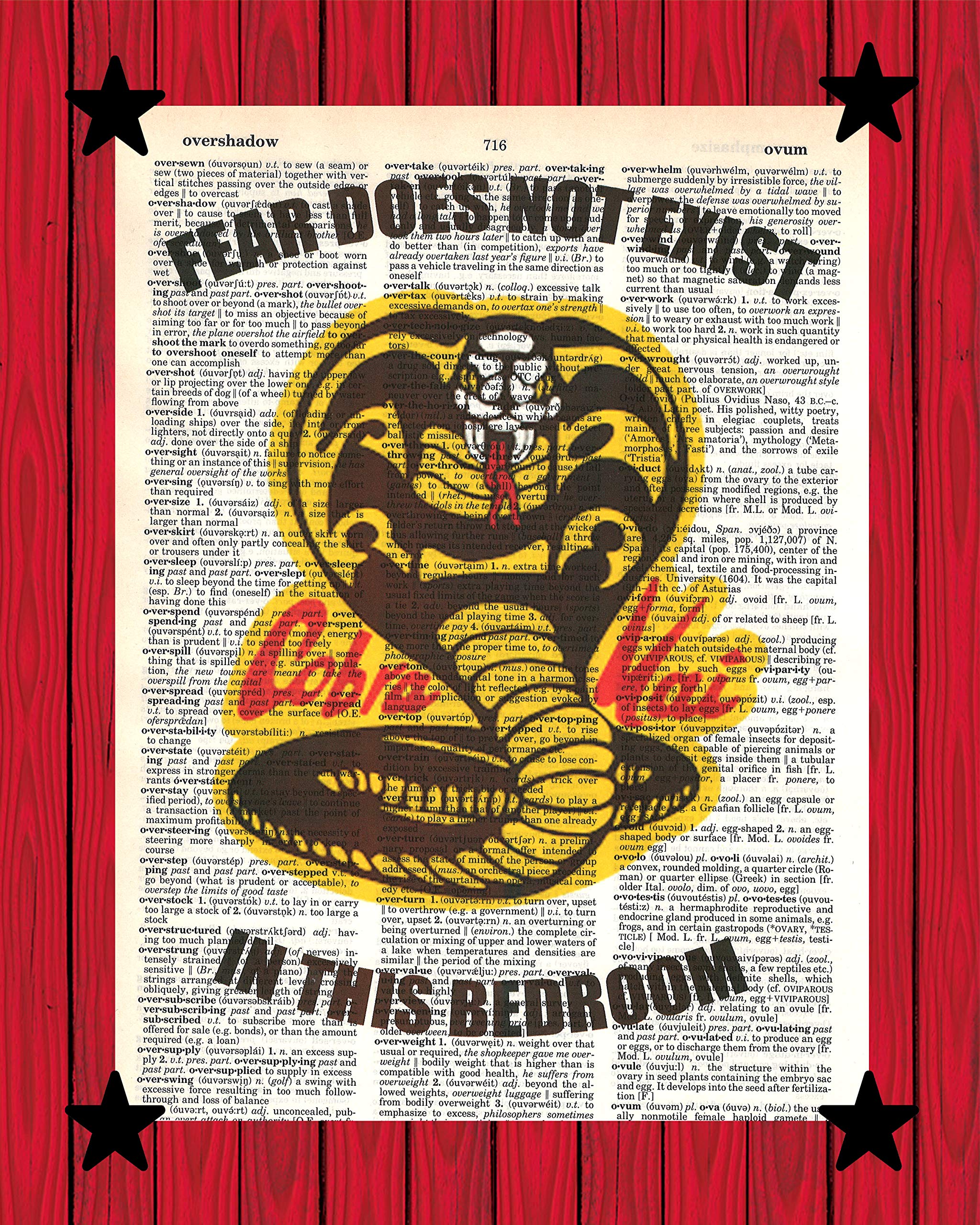 Cobra Kai Fan Art Fear Does Not Exist In This Bedroom Inspirational Print Cobra Kai Dictionary Art Print 8x10(UNFRAMED): Posters & Prints