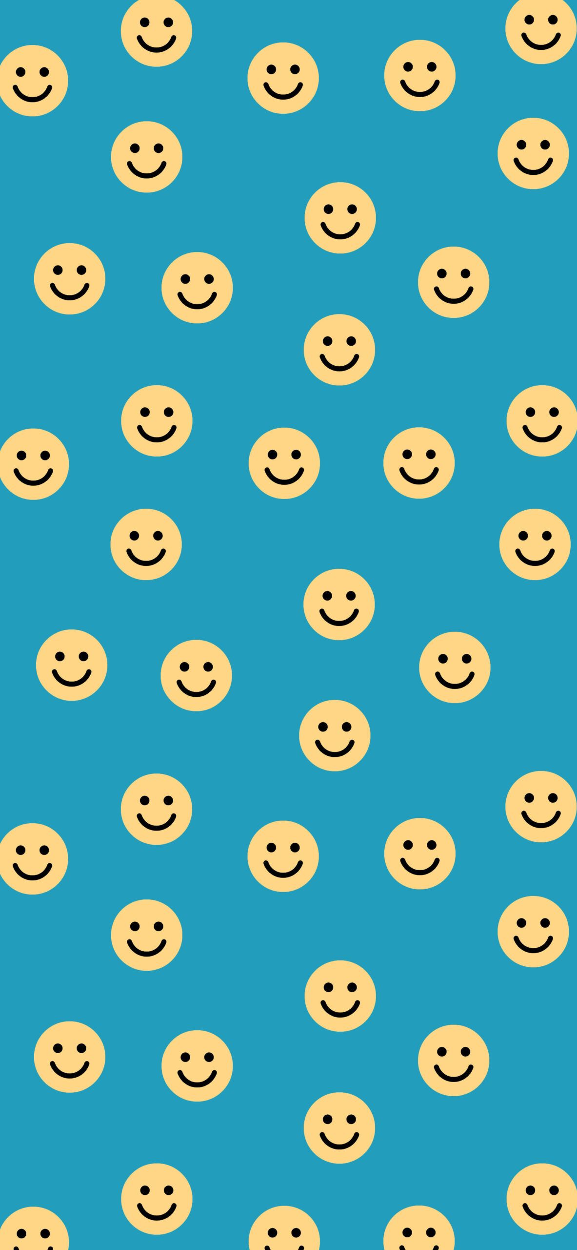 Wallpaper with smiley faces on a blue background - Smiley