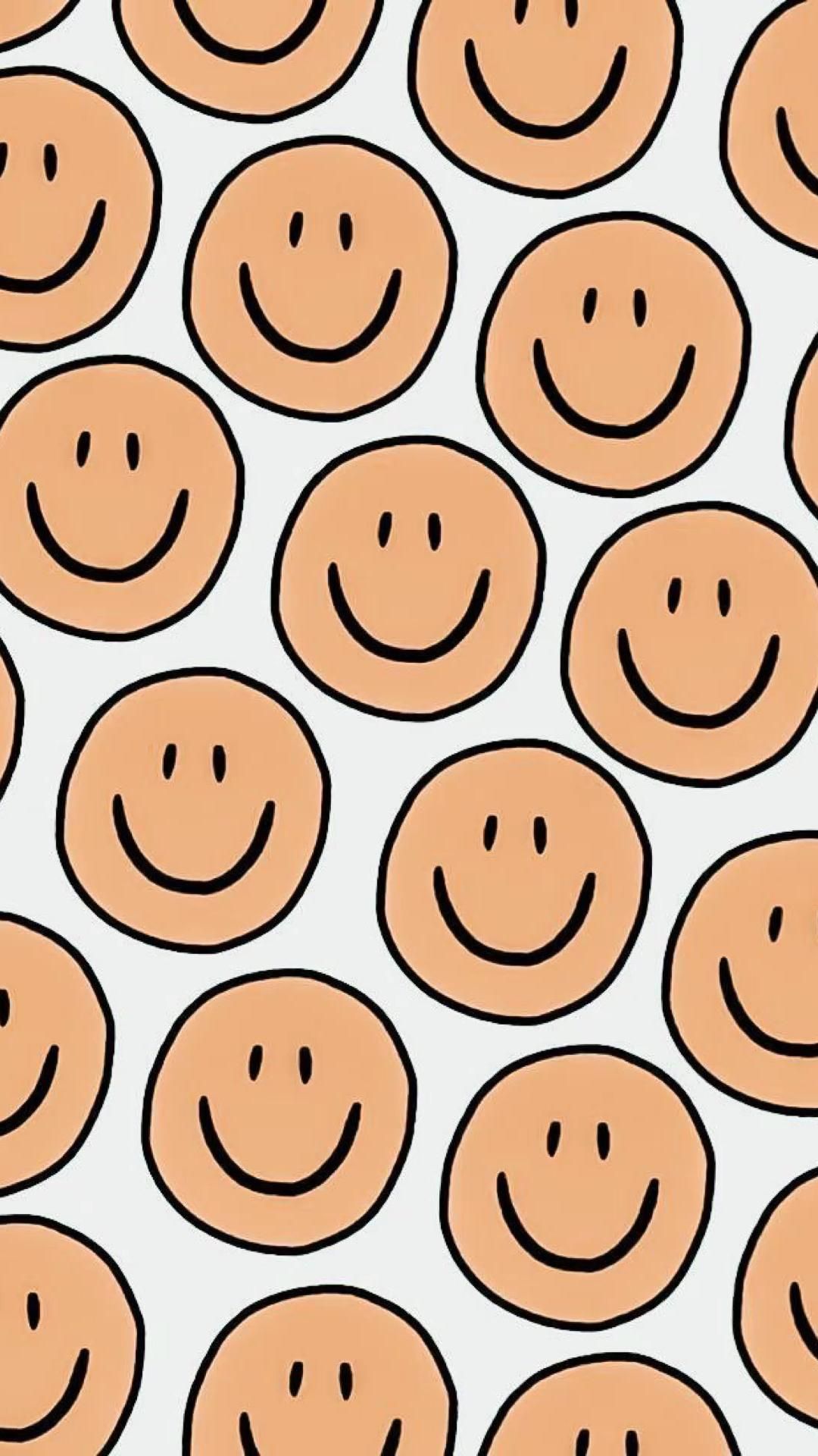 IPhone wallpaper with smiley faces. - Smiley