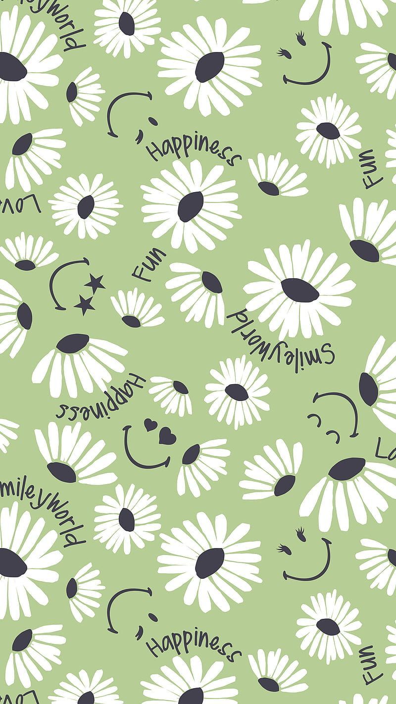Daisy pattern wallpaper for your phone - Smiley