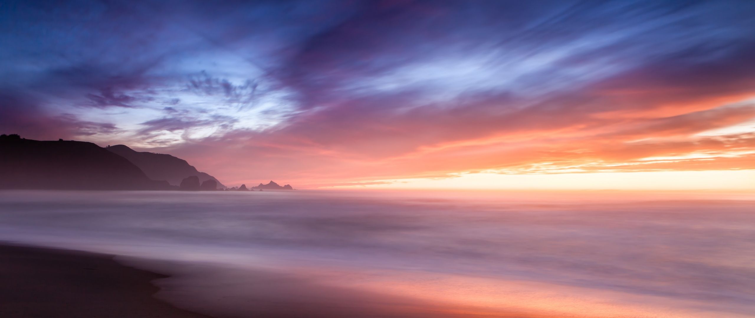 Beach Wallpaper 4K, Horizon, Sunset, Cloudy Sky