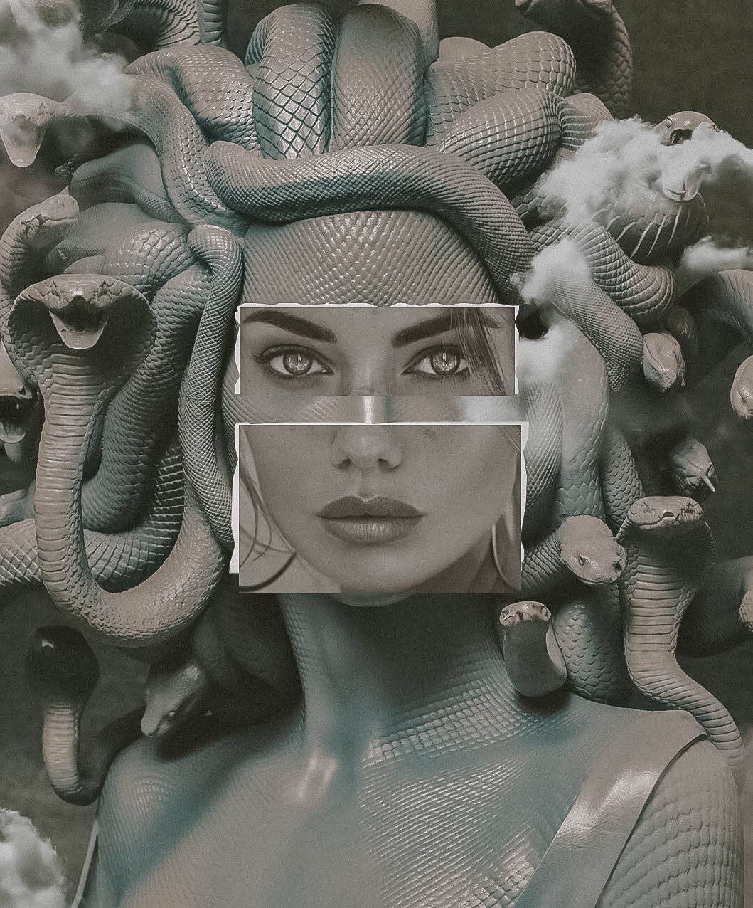 A woman with snakes on her head - Medusa