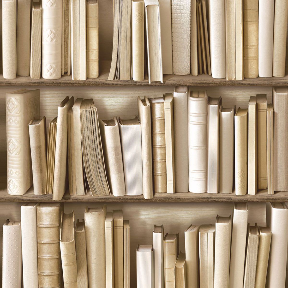 A bookshelf with ivory colored books. - Bookshelf