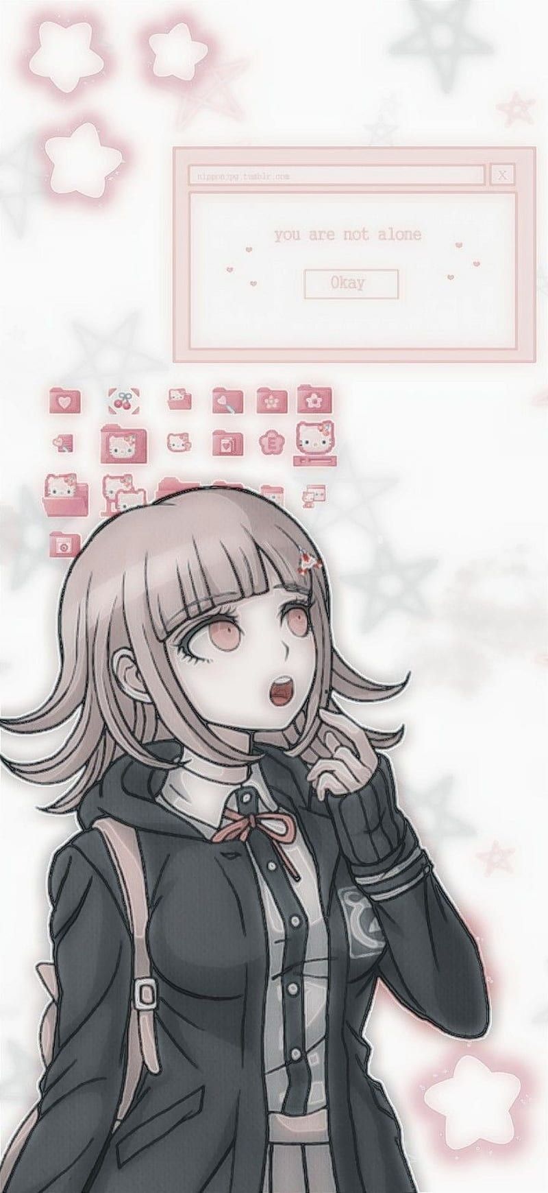 Anime aesthetic phone backgrounds, anime girl with pink hair - Danganronpa