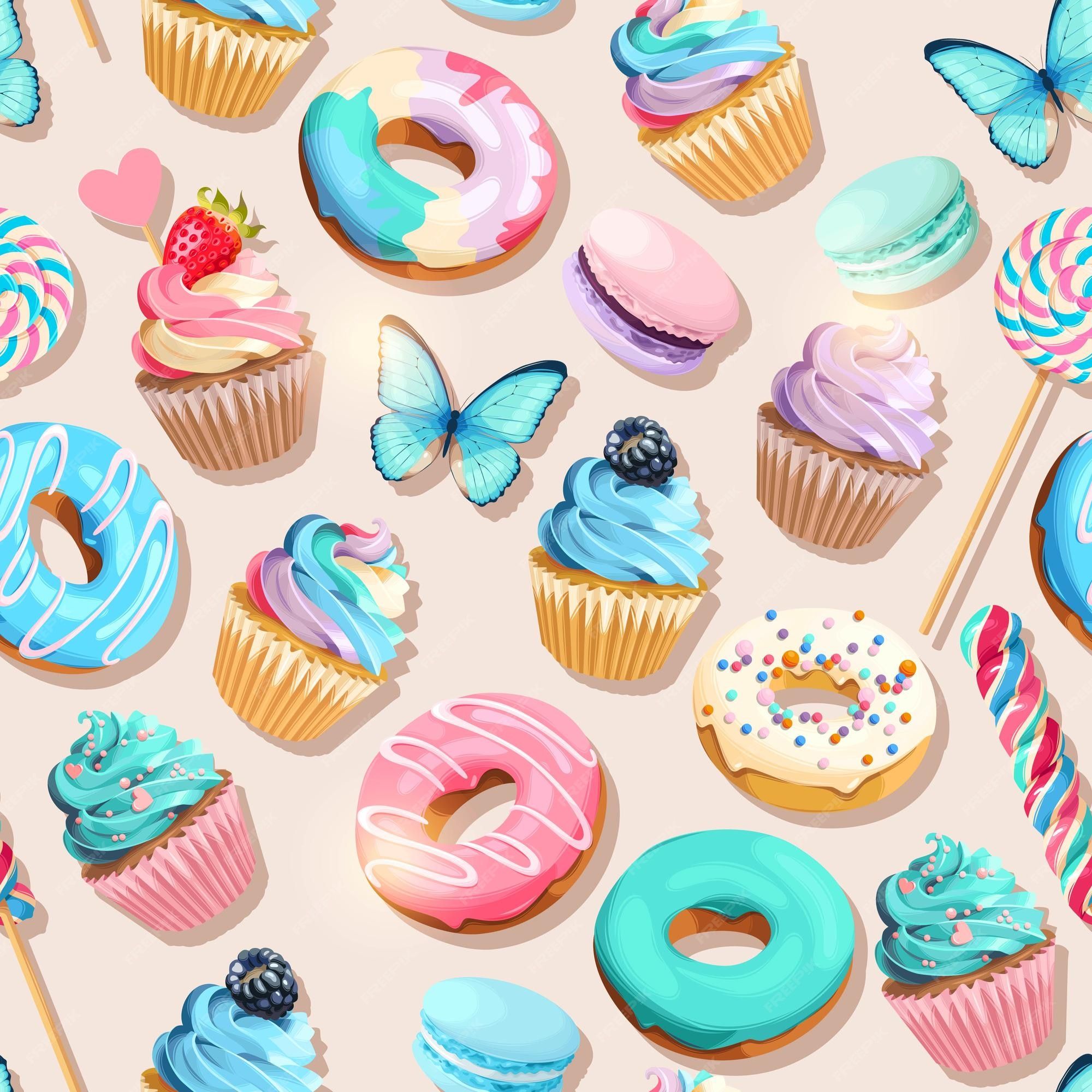Cupcake wallpaper Vectors & Illustrations for Free Download