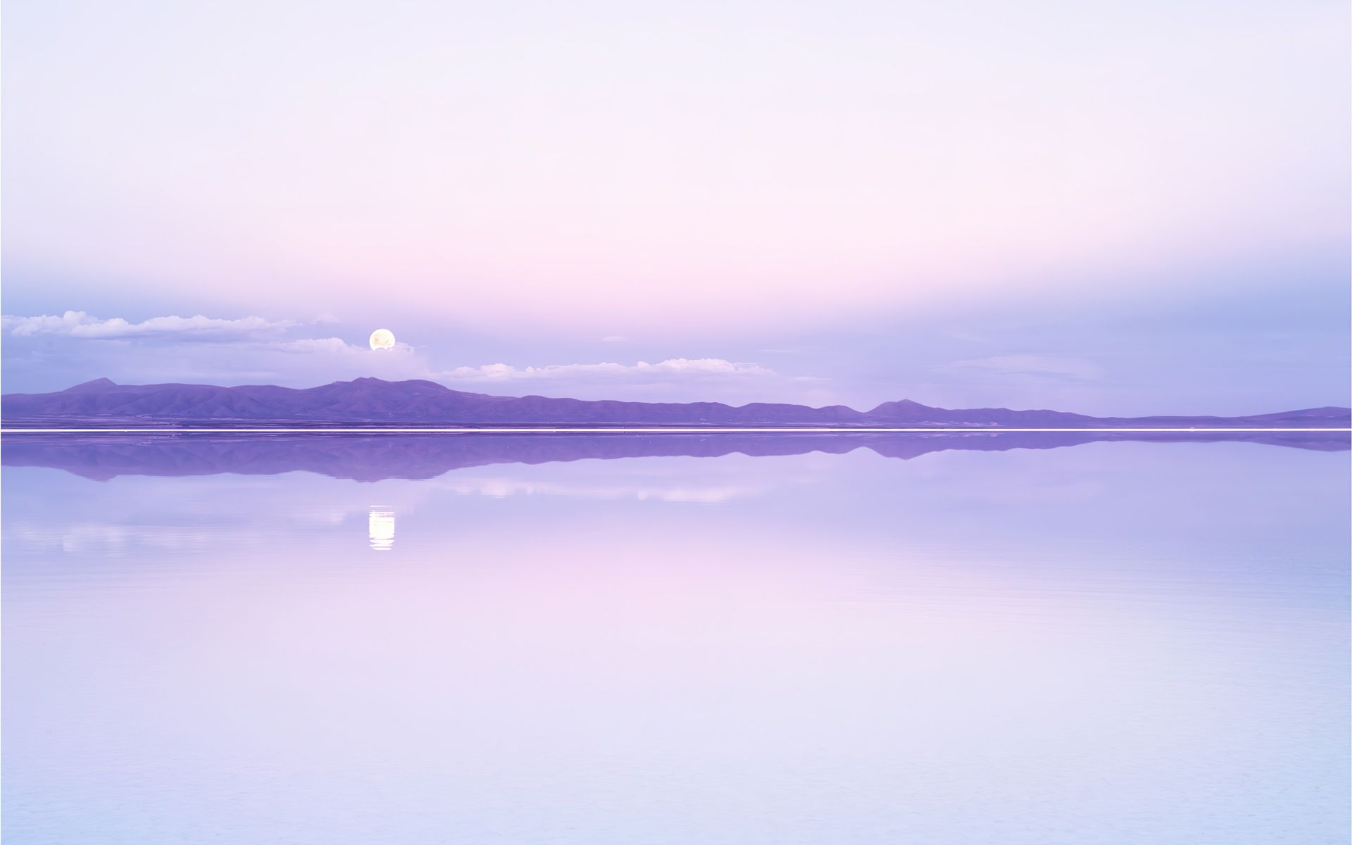 Full moon Wallpaper 4K, Purple aesthetic, Lake, Calm