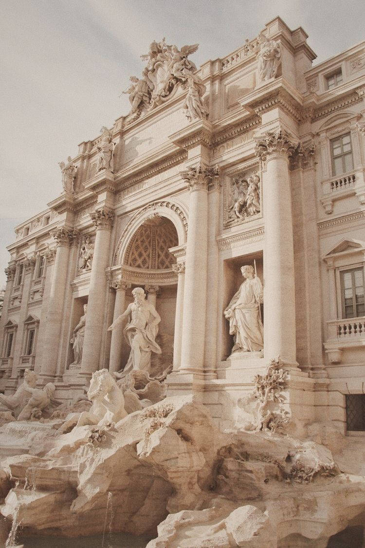 Sepia photograph of the Trevi fountain in Rome, Italy. - Architecture