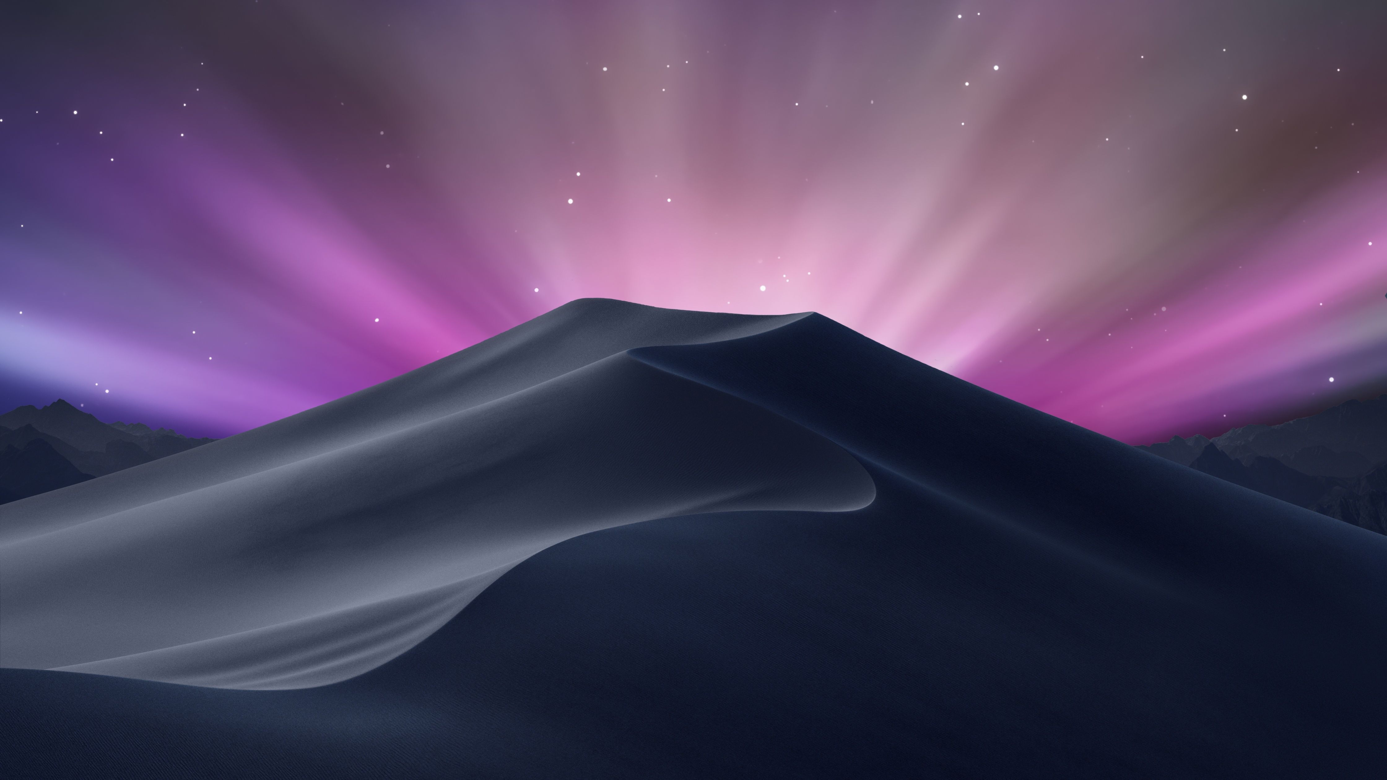 Aurora Borealis, desert, sand dunes, mountains, stars, wallpaper, 5K, 8K - IMac, galaxy, desert