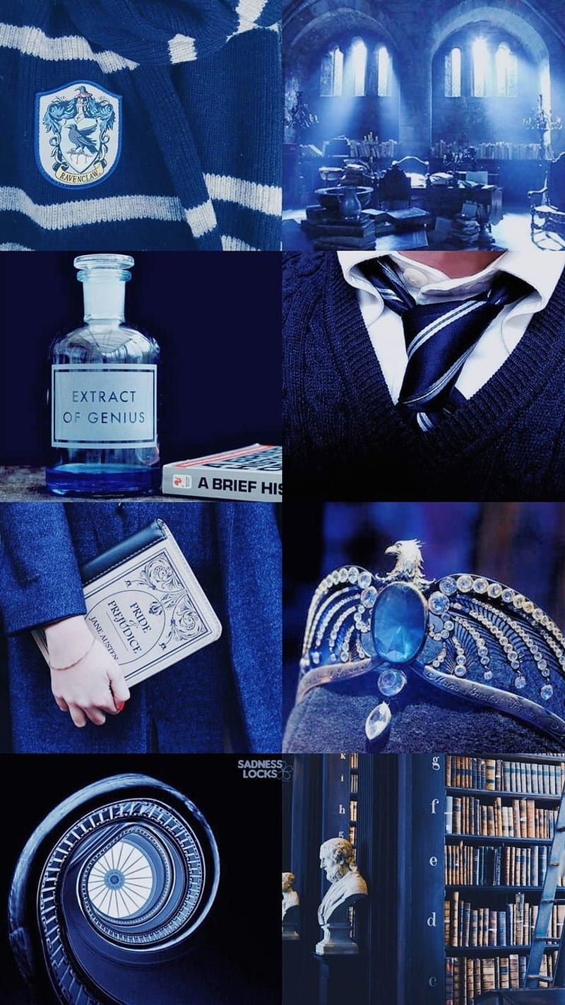 A collage of images related to the Harry Potter series, specifically Ravenclaw house. - Ravenclaw