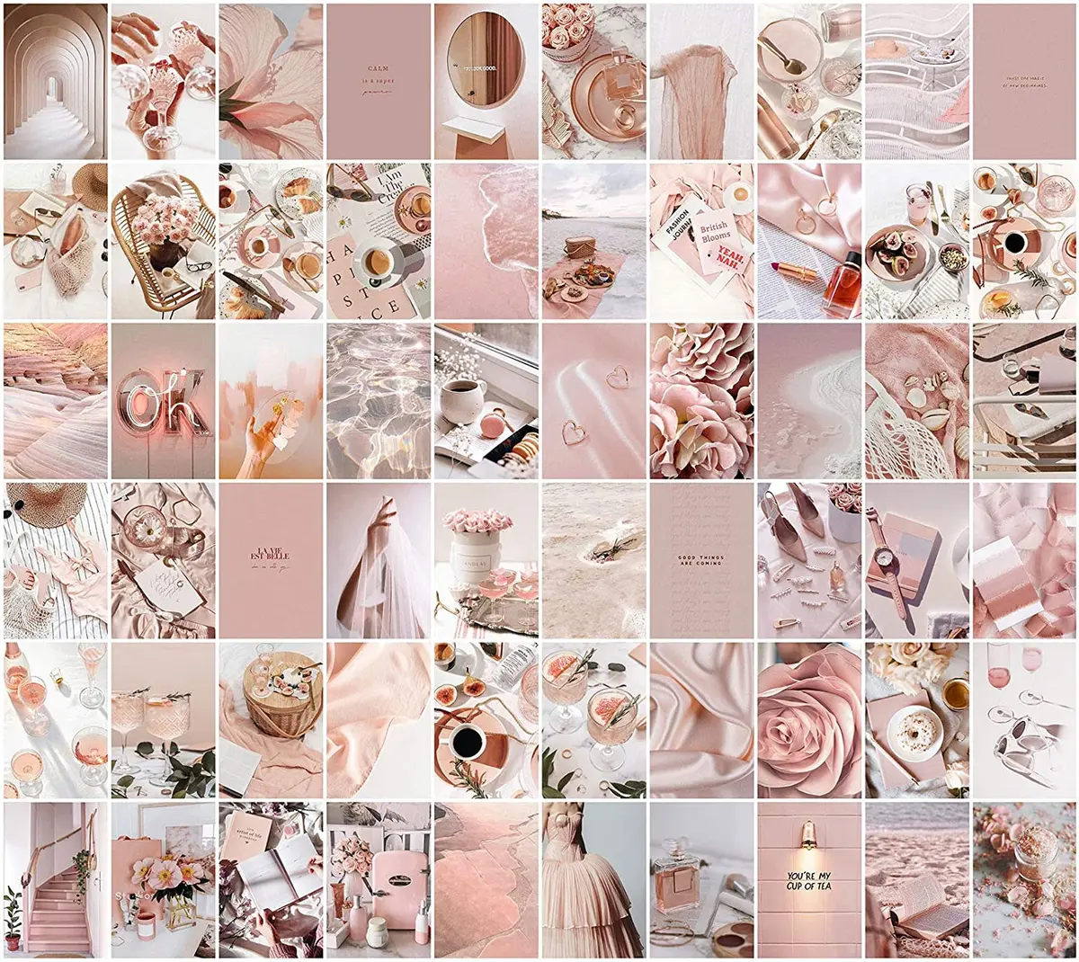A collage of 60 photos in a pink aesthetic. - Pink collage