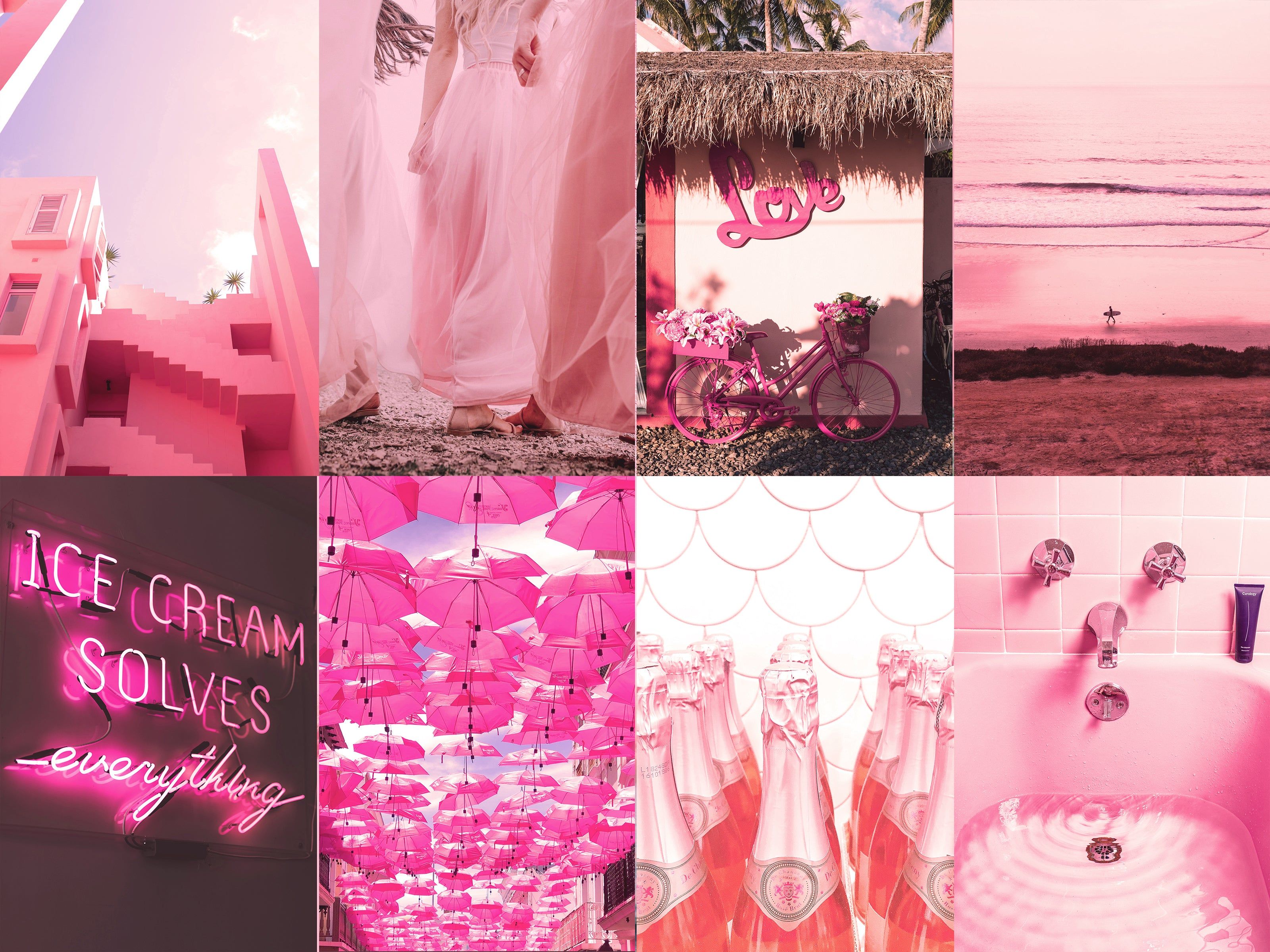 A collage of images in varying shades of pink. - Pink collage