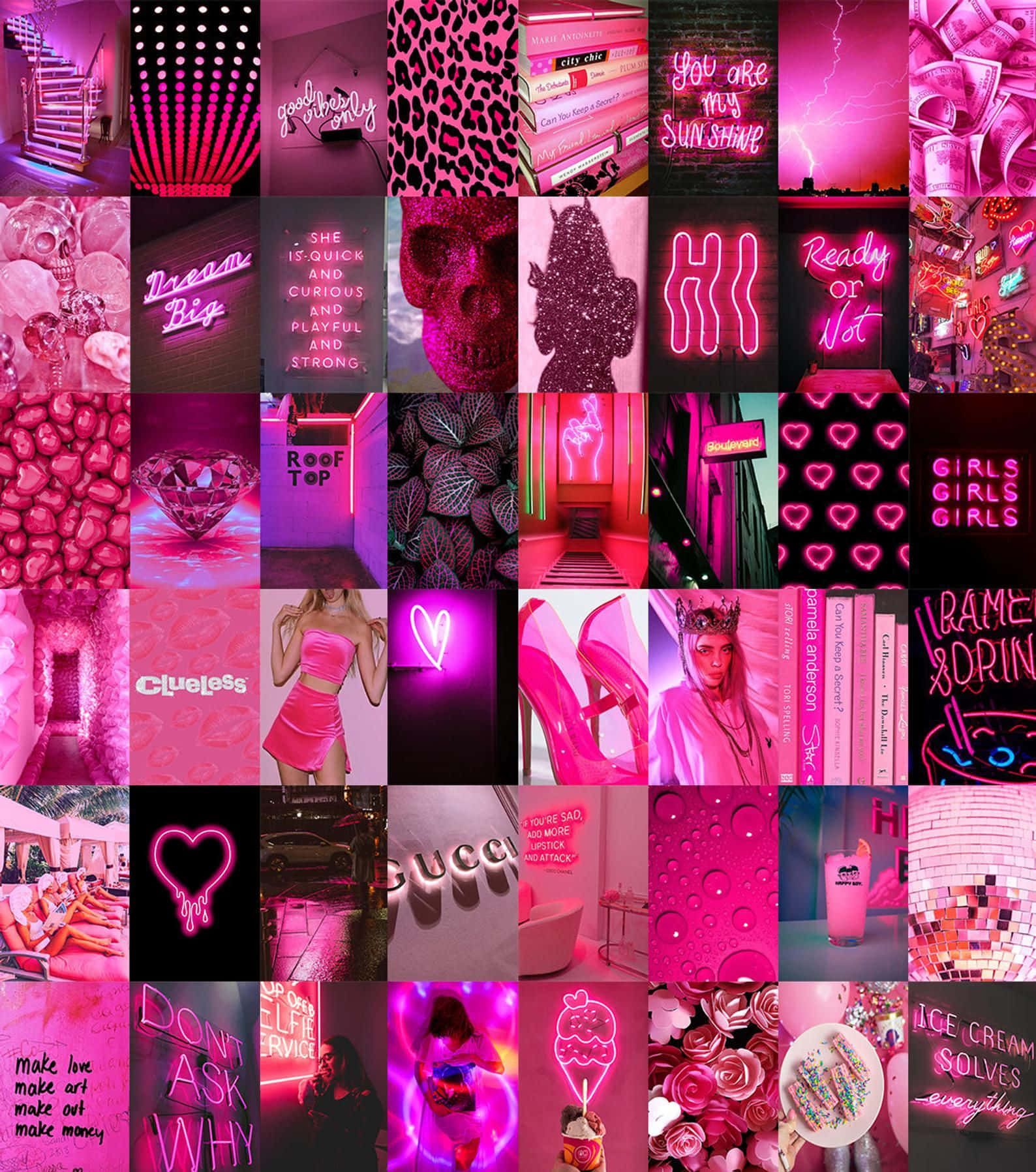 Download Pink Collage Neon Aesthetic Background Wallpaper
