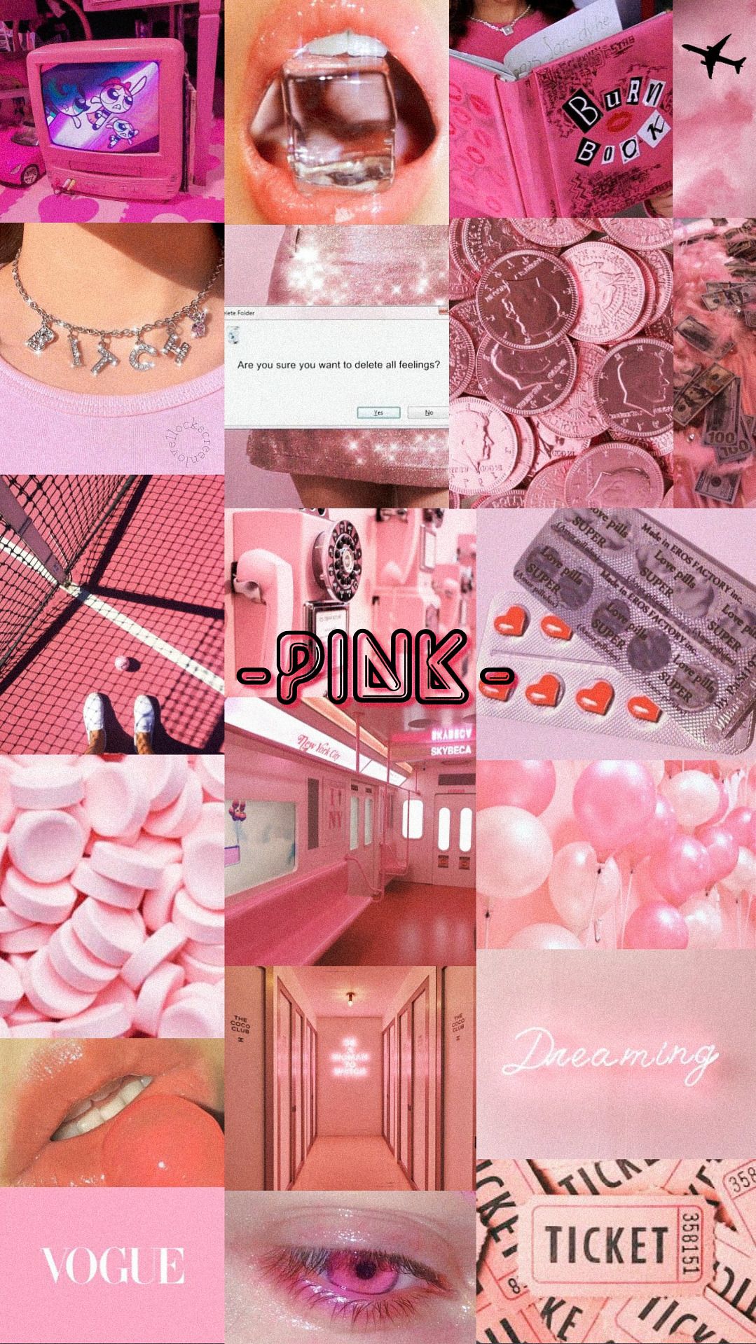 Aesthetic pink wallpaper for phone background. - Pink collage