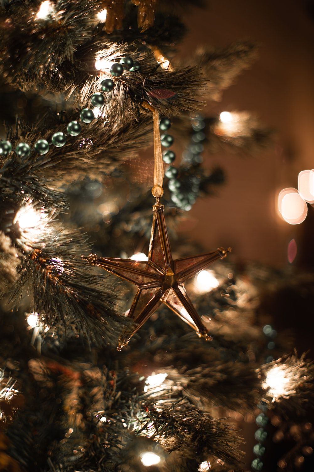A christmas tree with lights photo