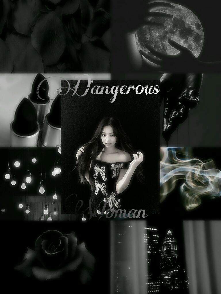 Black and white aesthetic wallpaper of a dangerous woman - BLACKPINK
