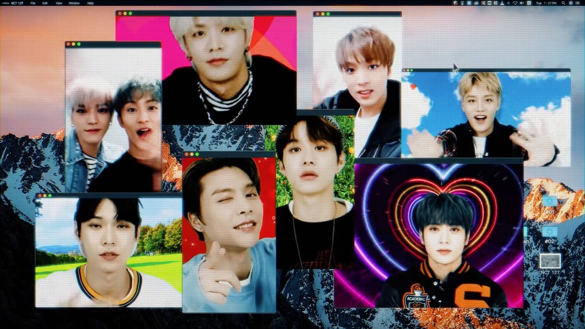 A computer screen with a photo of members of the K-pop group BTS. - NCT