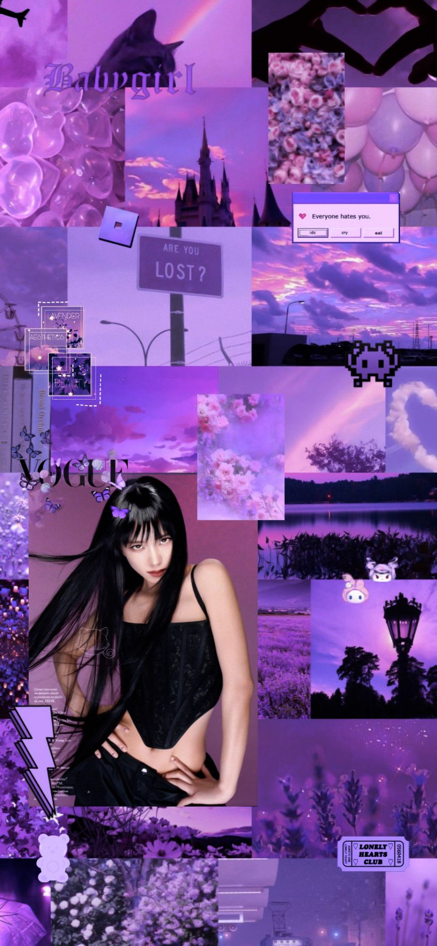 Aesthetic purple photo collage wallpaper for phone background with Selena Quintanilla. - BLACKPINK