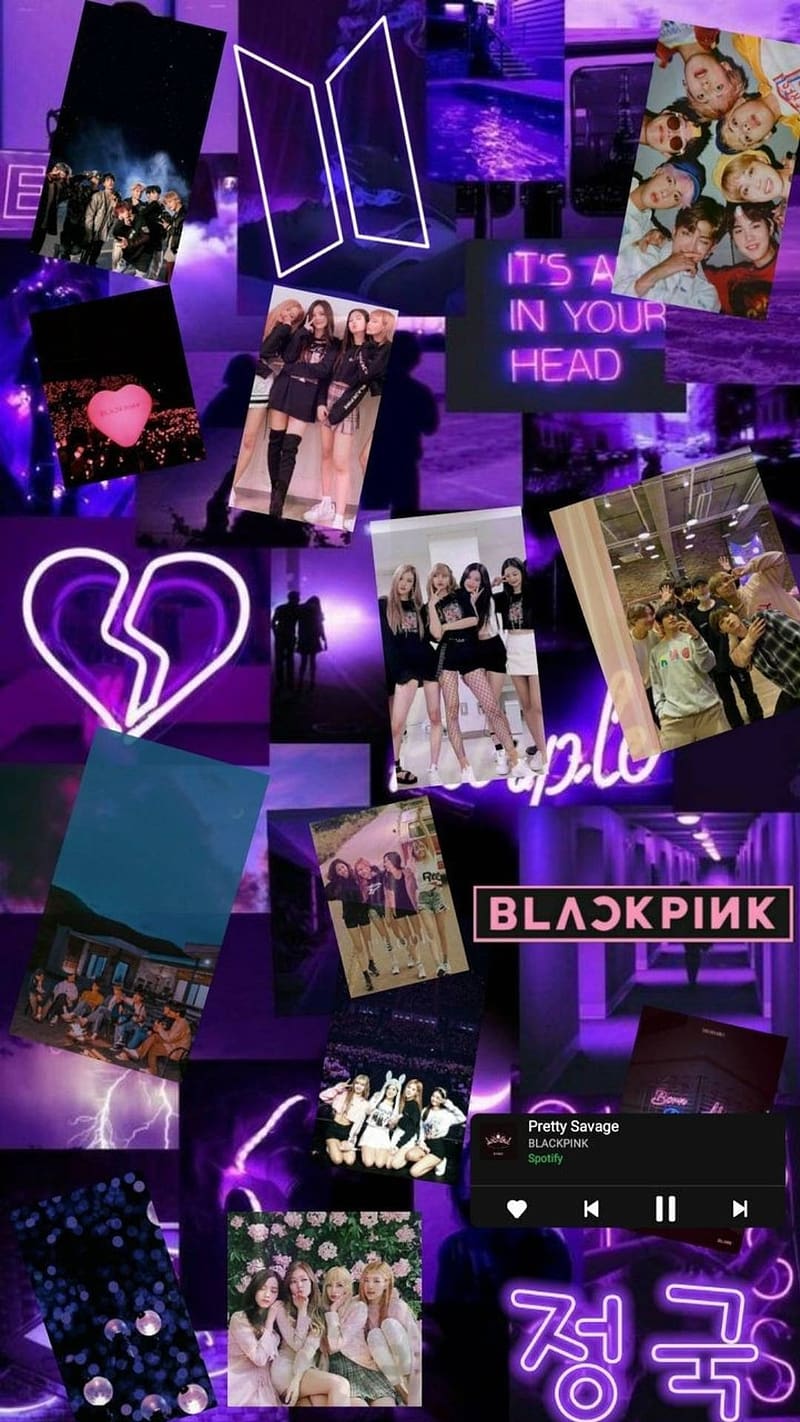 A purple blackpink aesthetic wallpaper with neon lights - BLACKPINK