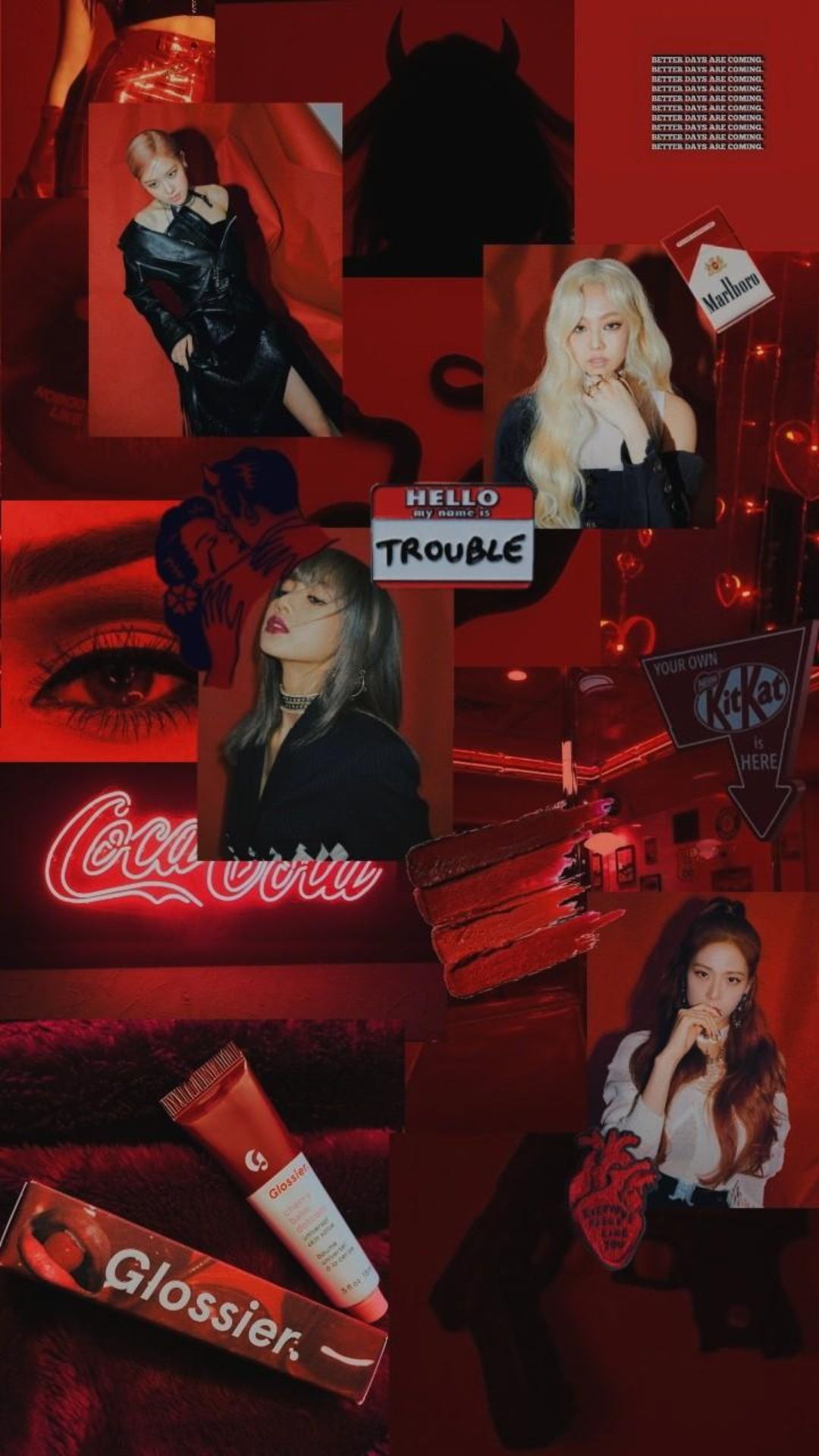 Red aesthetic phone background with blackpink - BLACKPINK