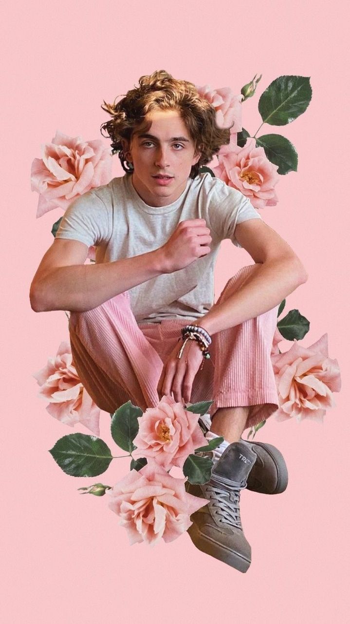 Timothee Chalamet wallpaper with beautiful flowers and leaves - Timothee Chalamet
