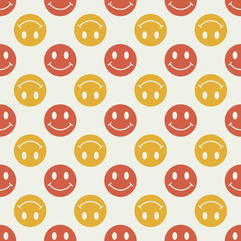 Cartoon seamless patterns with emoji for fashion, wallpaper, wrapping etc. Background set in trendy psychedelic weird cartoon style