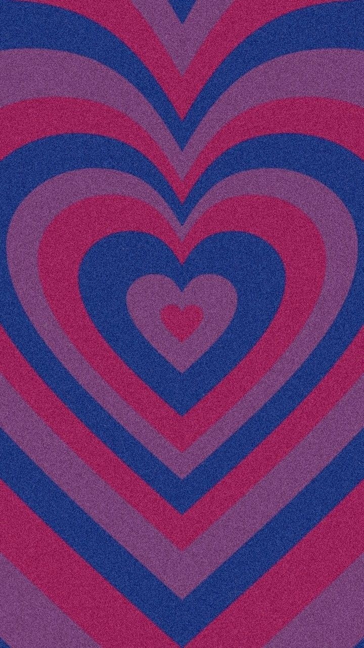 A wallpaper image of a pink and blue heart - Bisexual