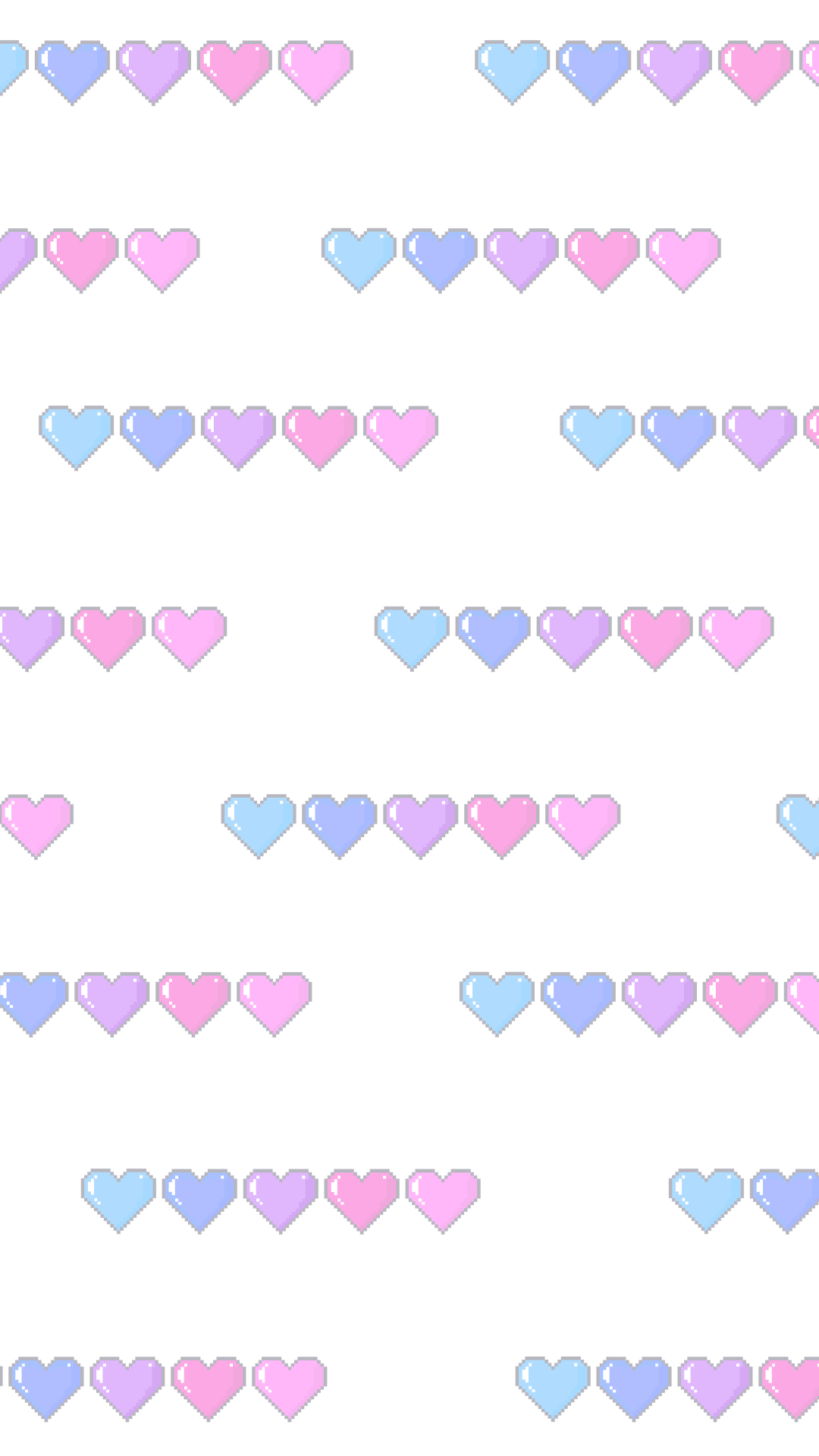 A pattern of pink, blue and purple hearts on a white background - Bisexual
