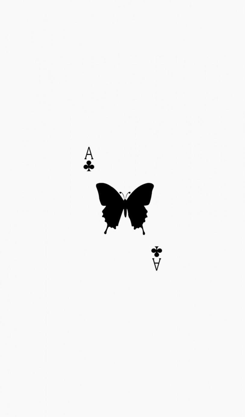 Ace of clubs with butterfly - Cute white