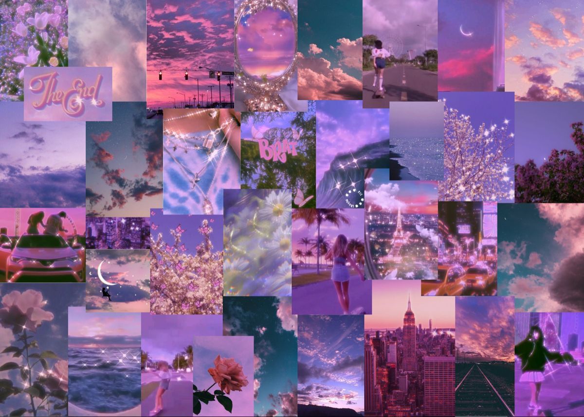 Aesthetic collage of purple and pink photos - TikTok