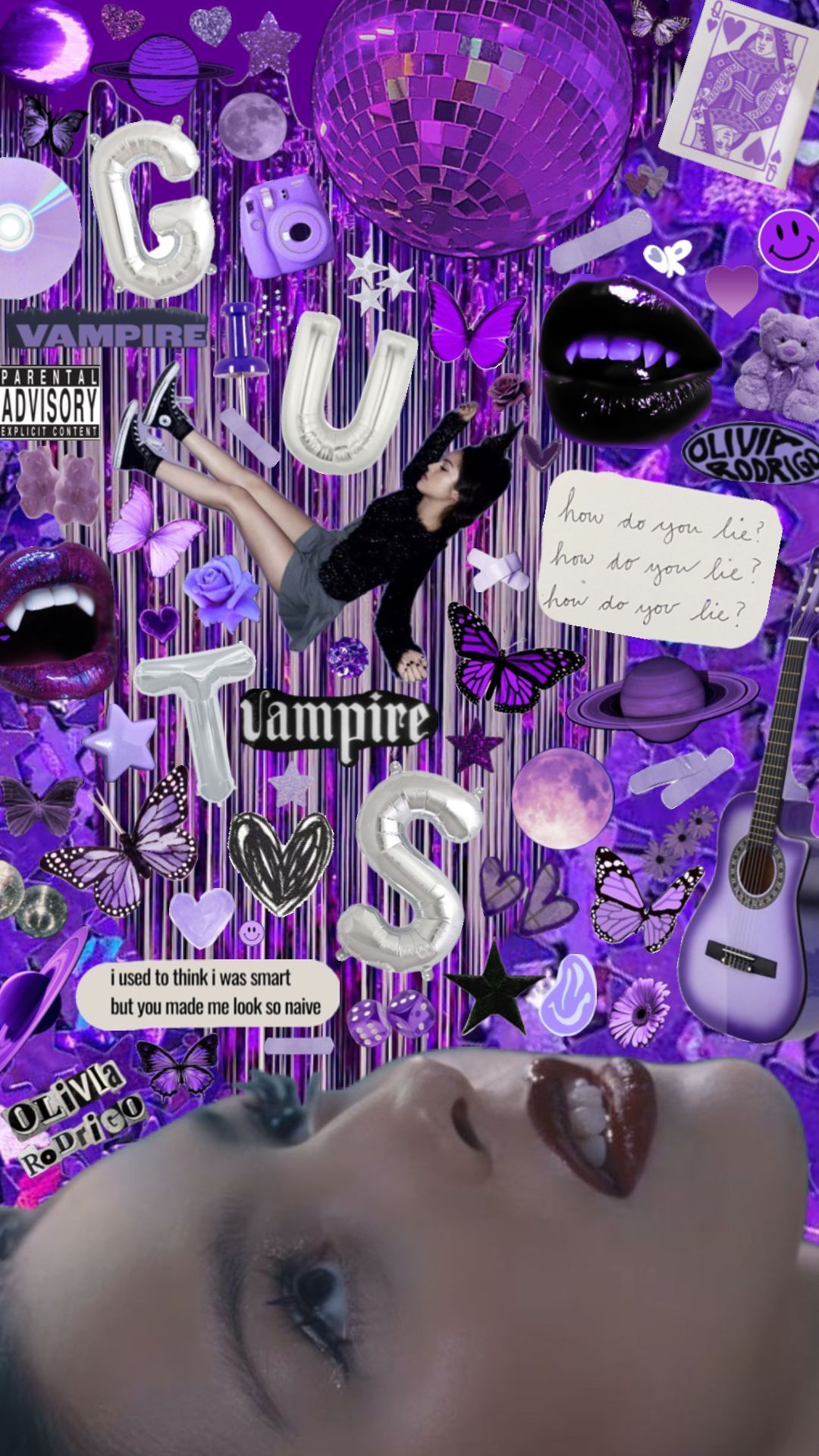 A collage of purple images with the words 