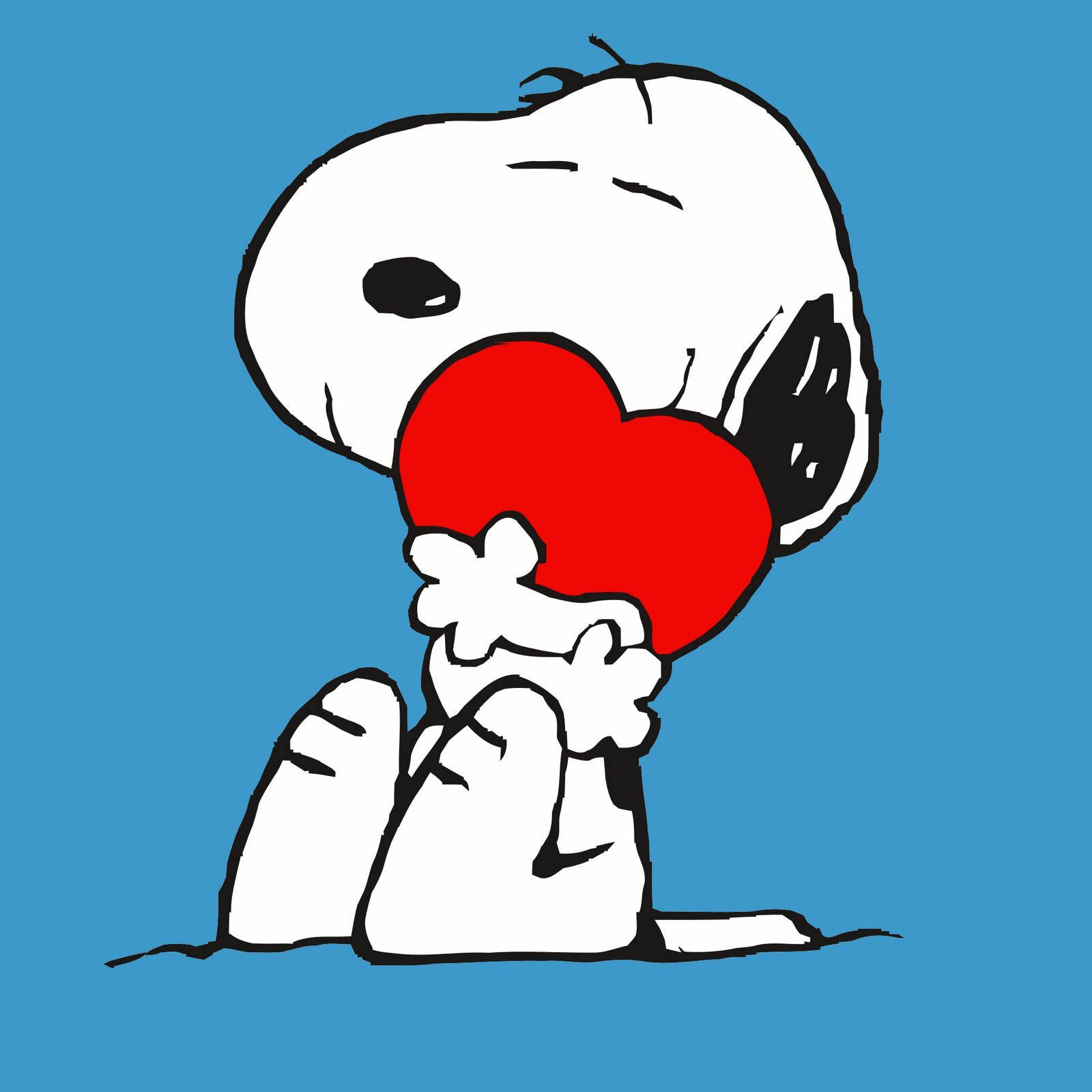 Snoopy hugging a heart. - Snoopy