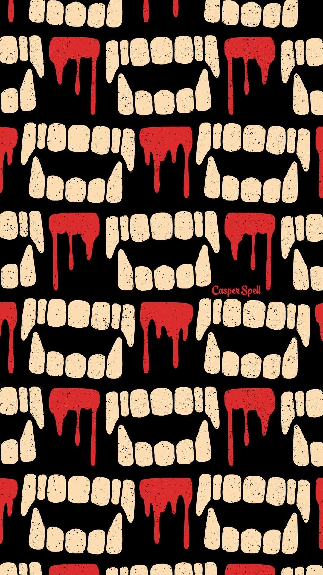 Blood on the teeth wallpaper - Vampire