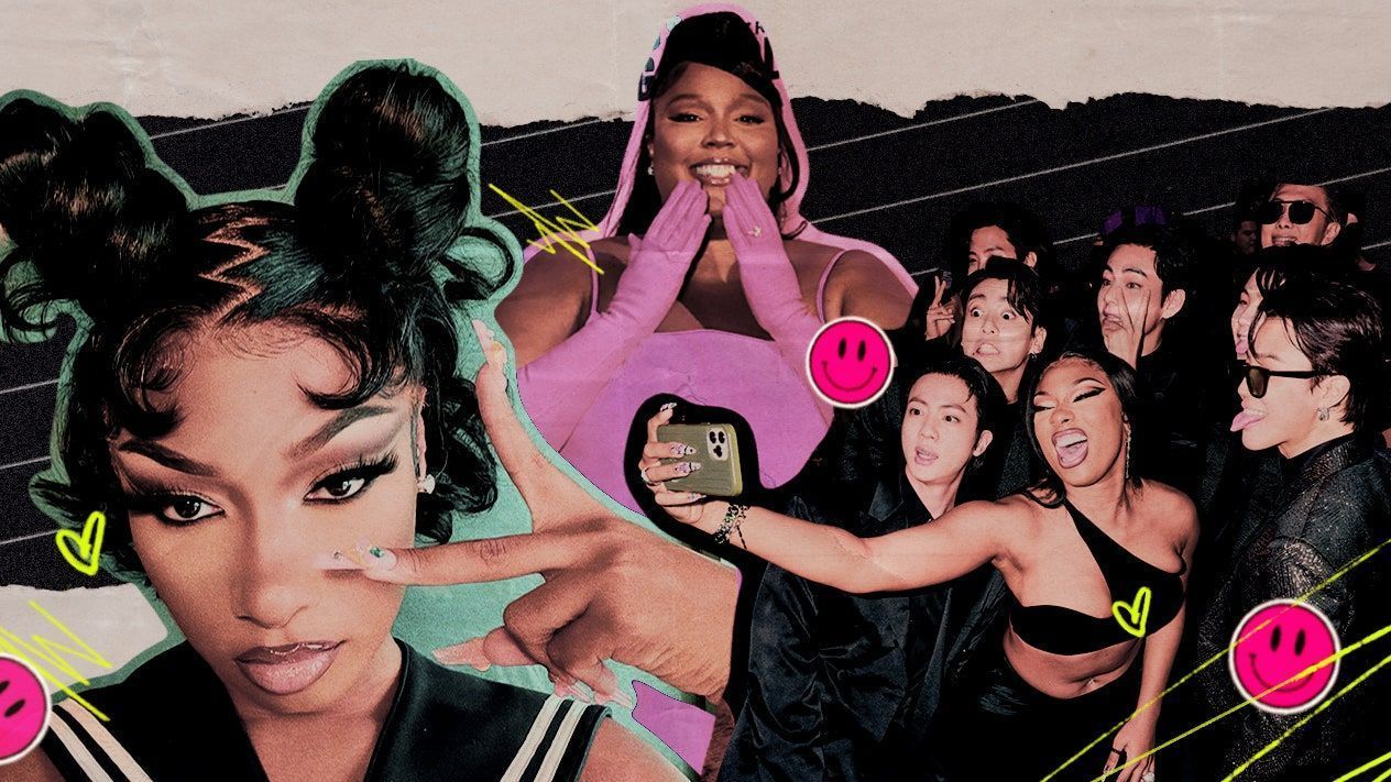 A collage of photos of black female artists, including Cardi B, Megan Thee Stallion, and Normani. - Cardi B