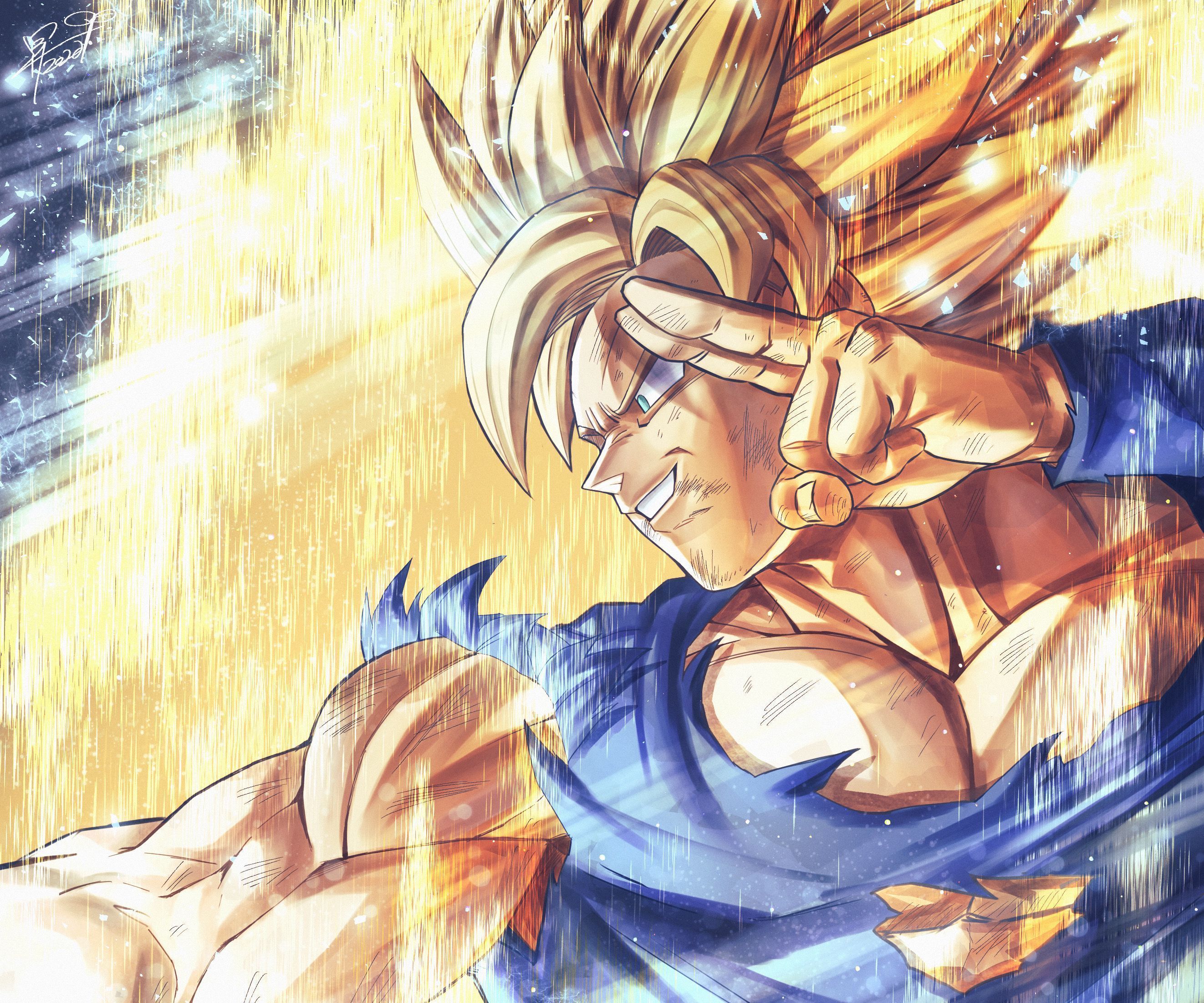 The image is a digital painting of Gohan from Dragon Ball Z. - Dragon Ball, Goku