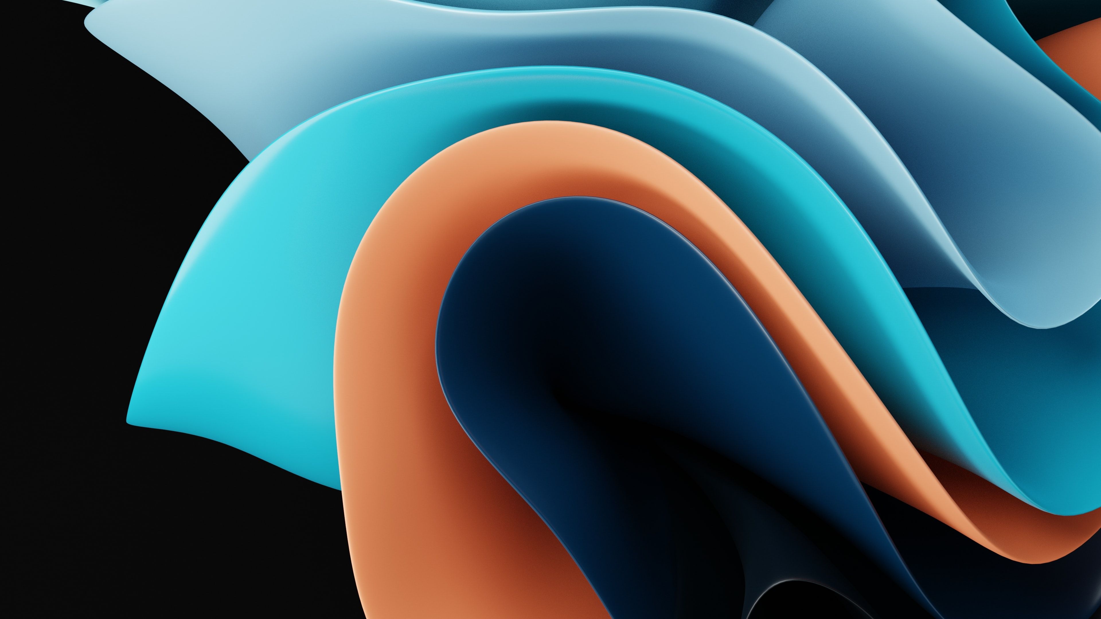 An abstract image of flowing blue and orange shapes - Windows 11