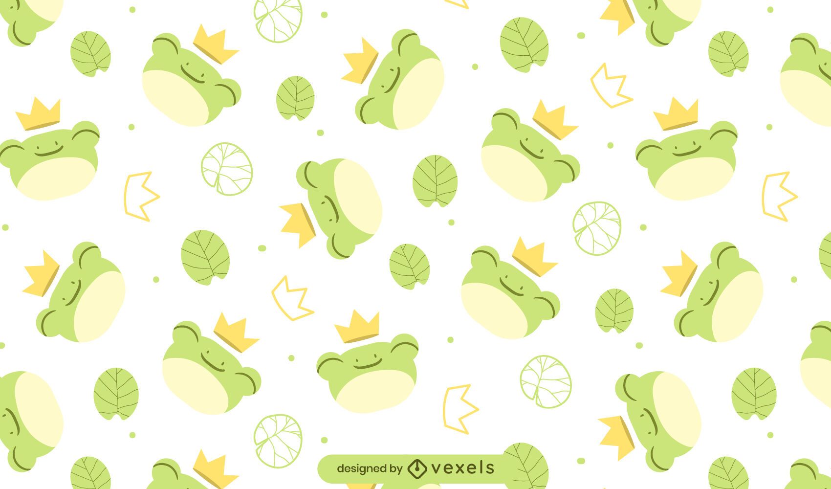 King Frogs Pattern Design Vector Download