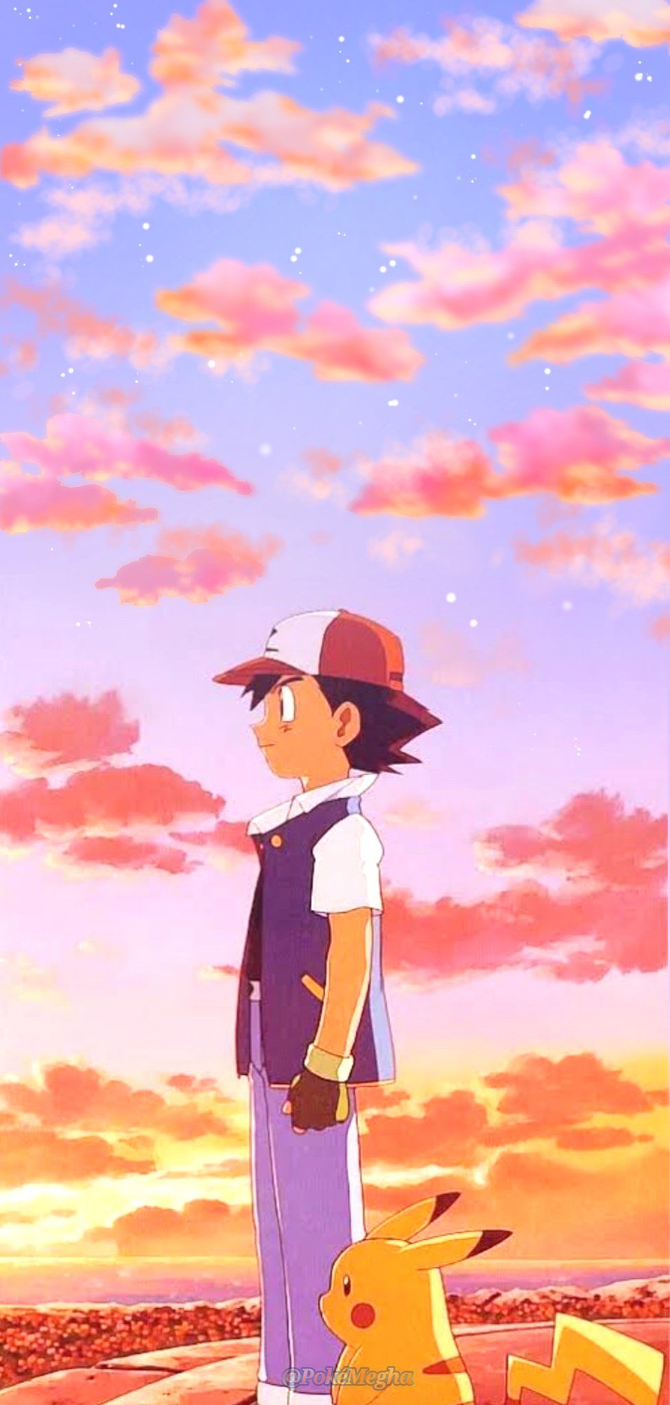 Ash and Pikachu in the sunset - Pokemon