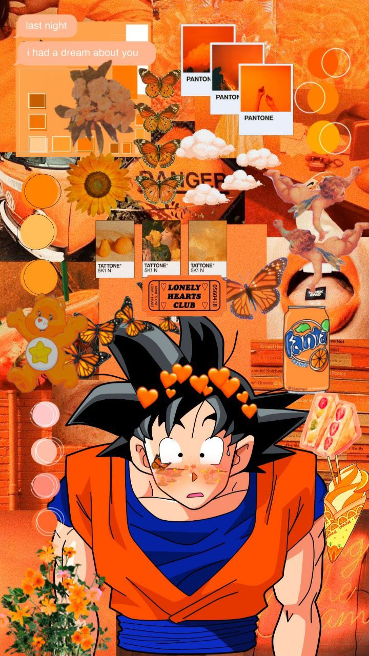 Aesthetic goku phone background with oranges and sunflowers - Goku