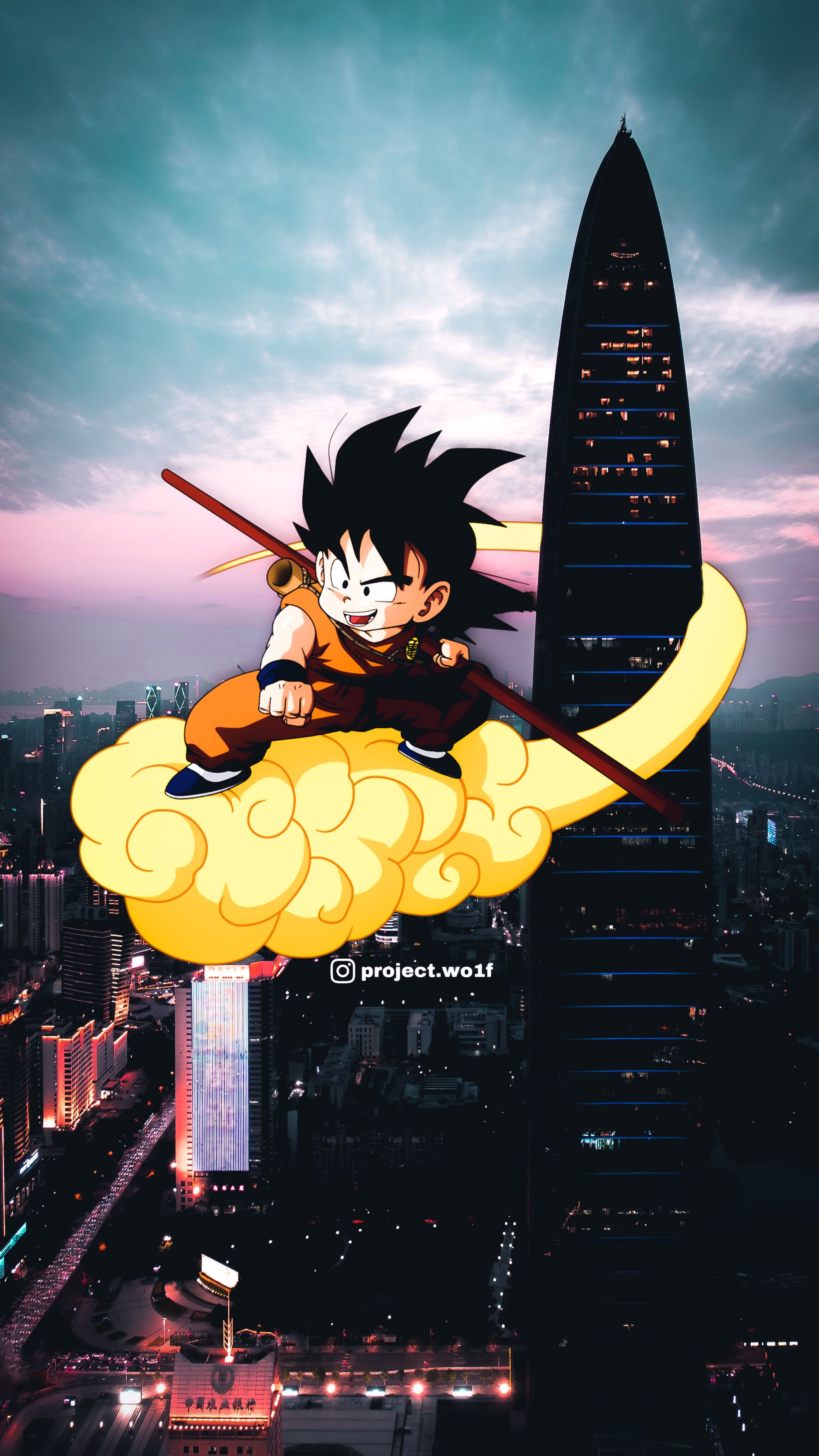 Goku on his cloud phone wallpaper - Goku