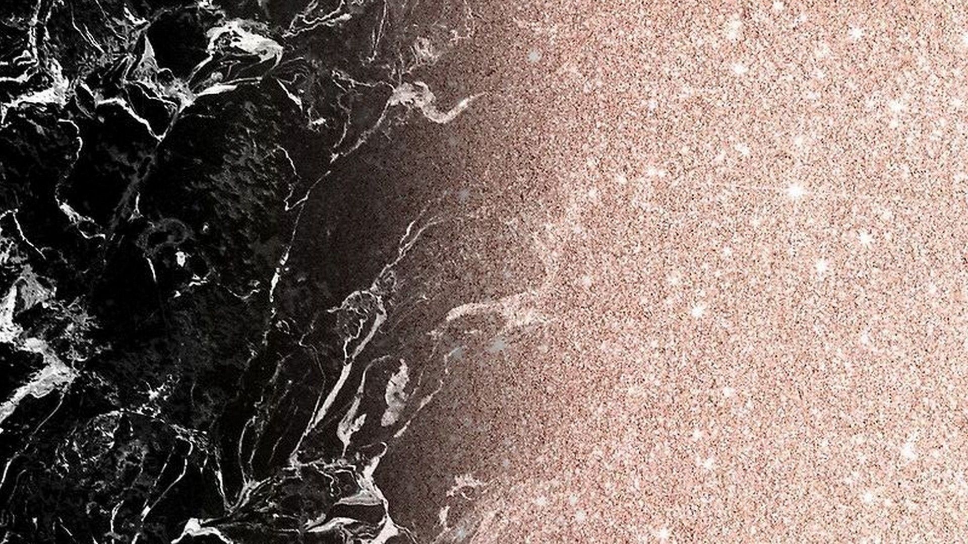 Black and rose gold marble wallpaper with glitter - Gold