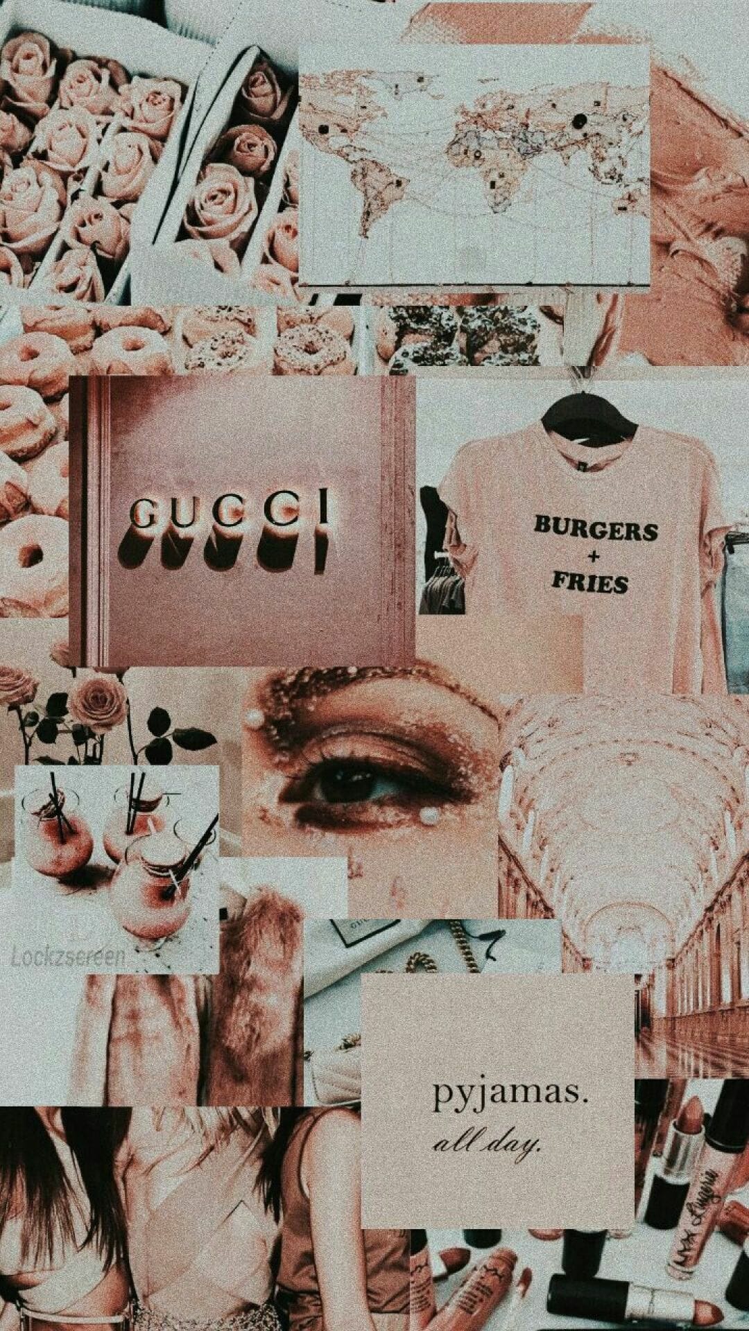 A collage of pictures with the words sweetie on it - Gold, rose gold, fashion, Gucci, pink collage