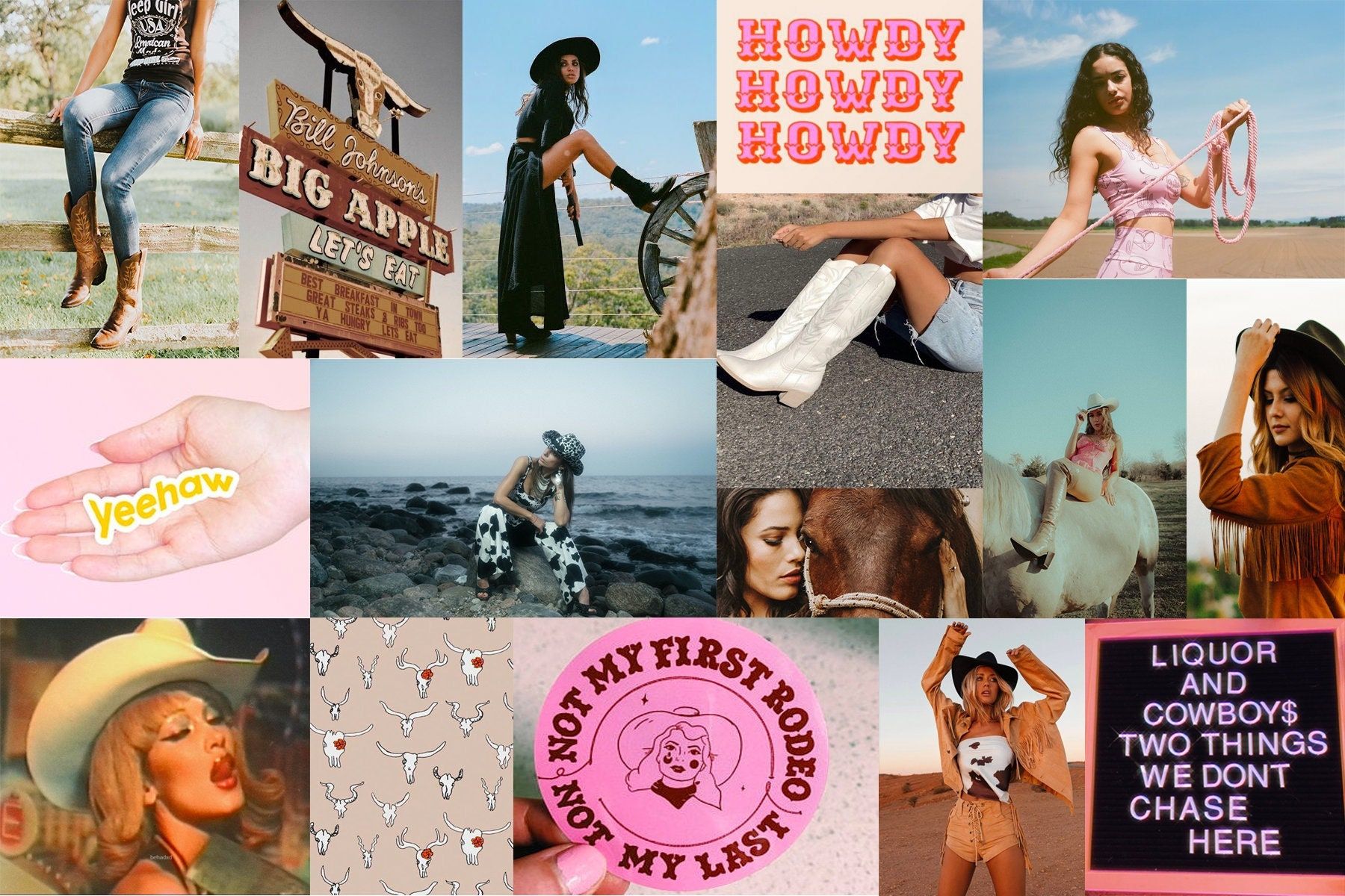 COWGIRL / WESTERN Aesthetic Collage Kit Cute Aesthetic