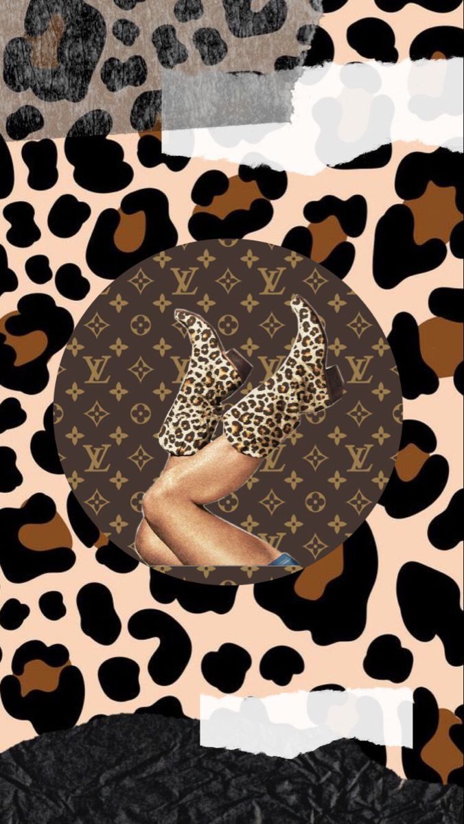 Aesthetic wallpaper of a woman's legs wearing leopard print boots on a leopard print background - Cowgirl