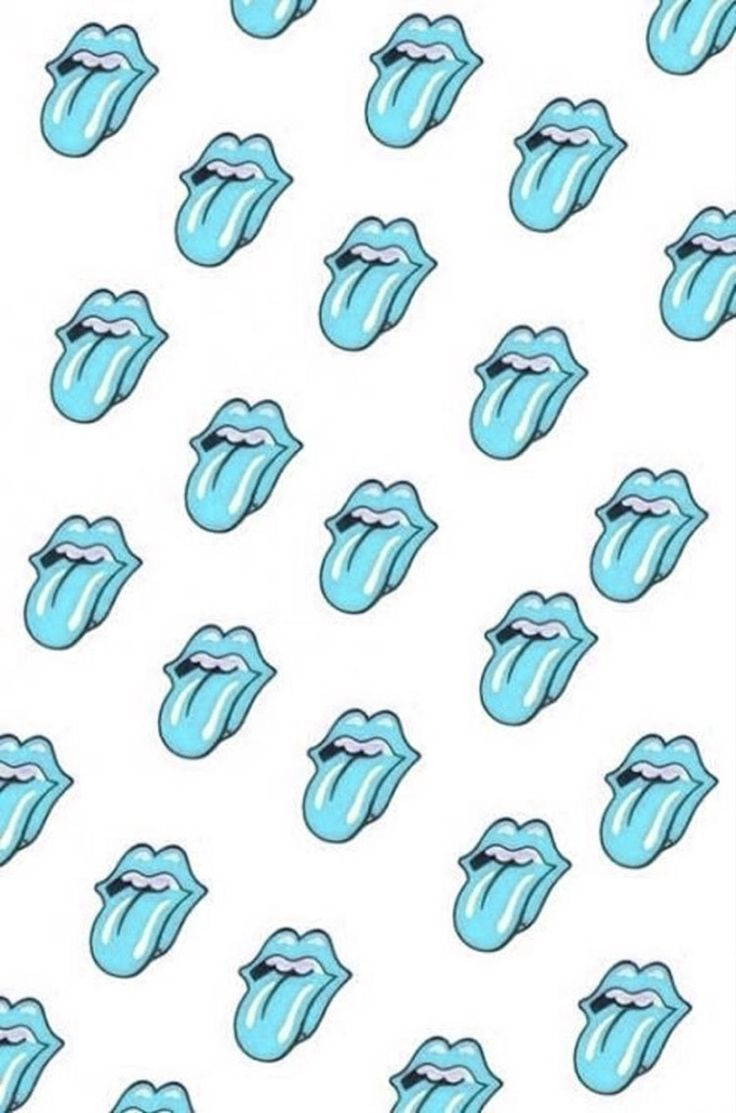 A pattern of blue tongues on a white background - Rolling Stones